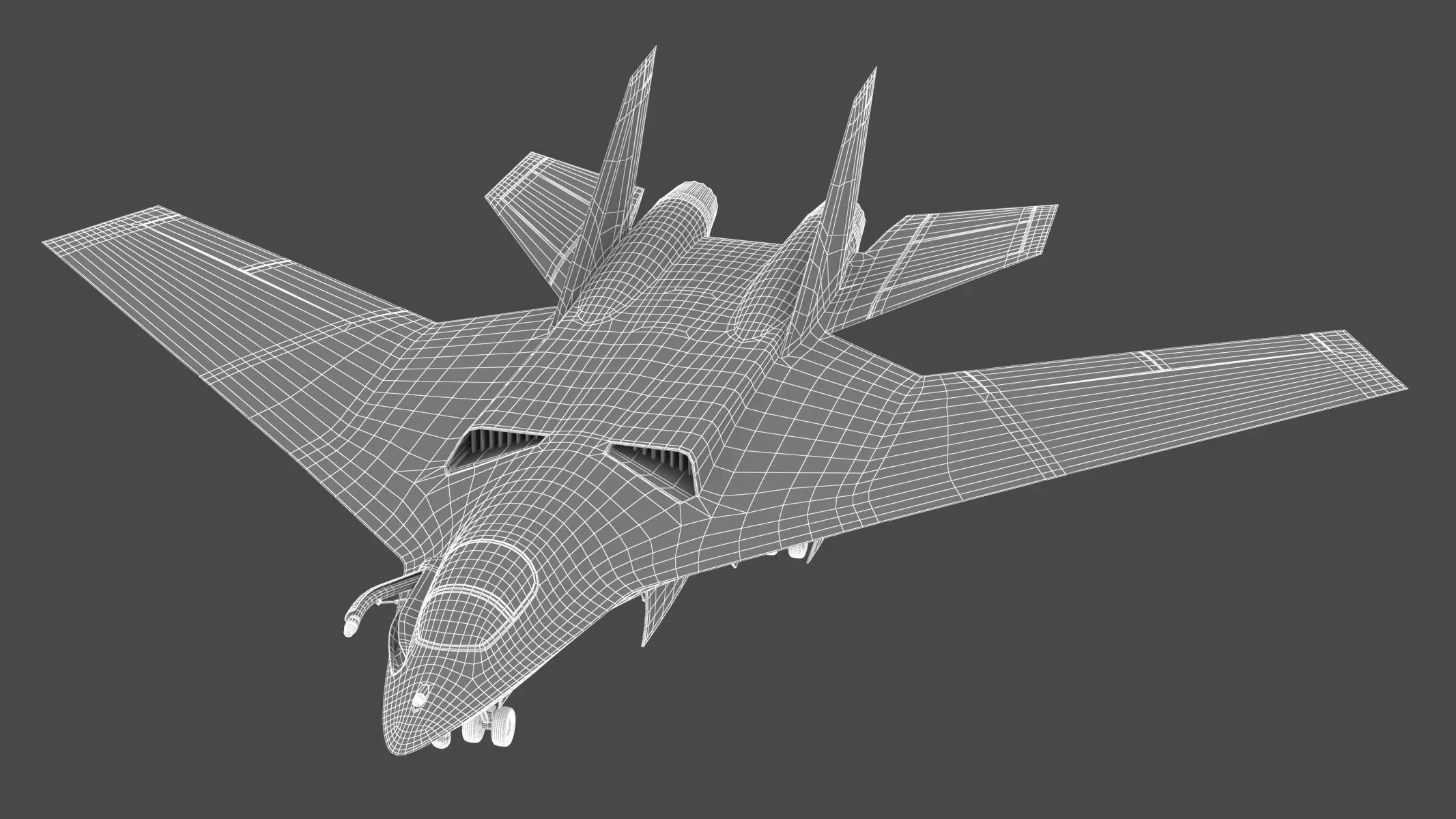 Military Airplane Hangar with Stealth Fighter 3D model_35