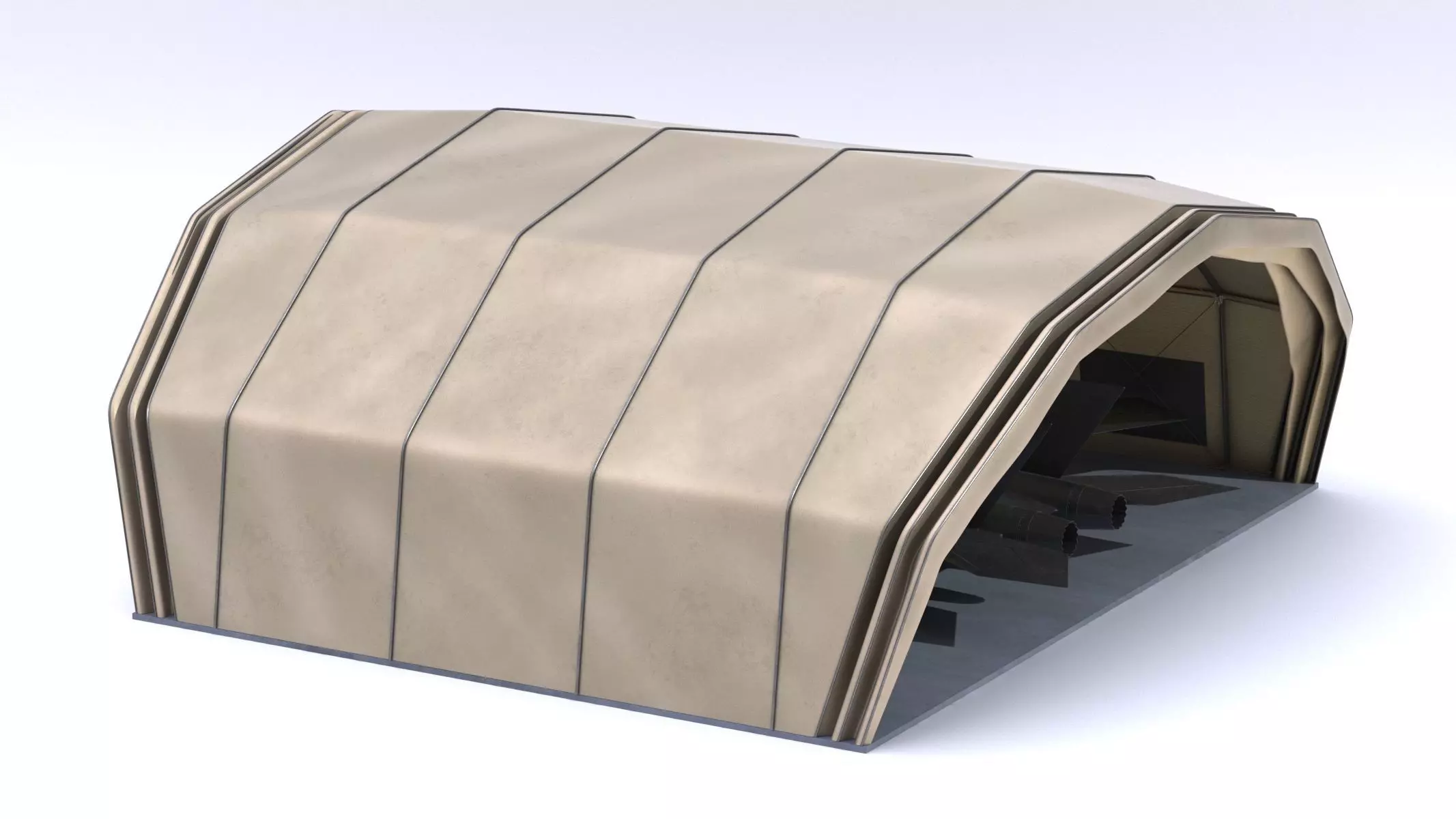 Military Airplane Hangar with Stealth Fighter 3D model_5