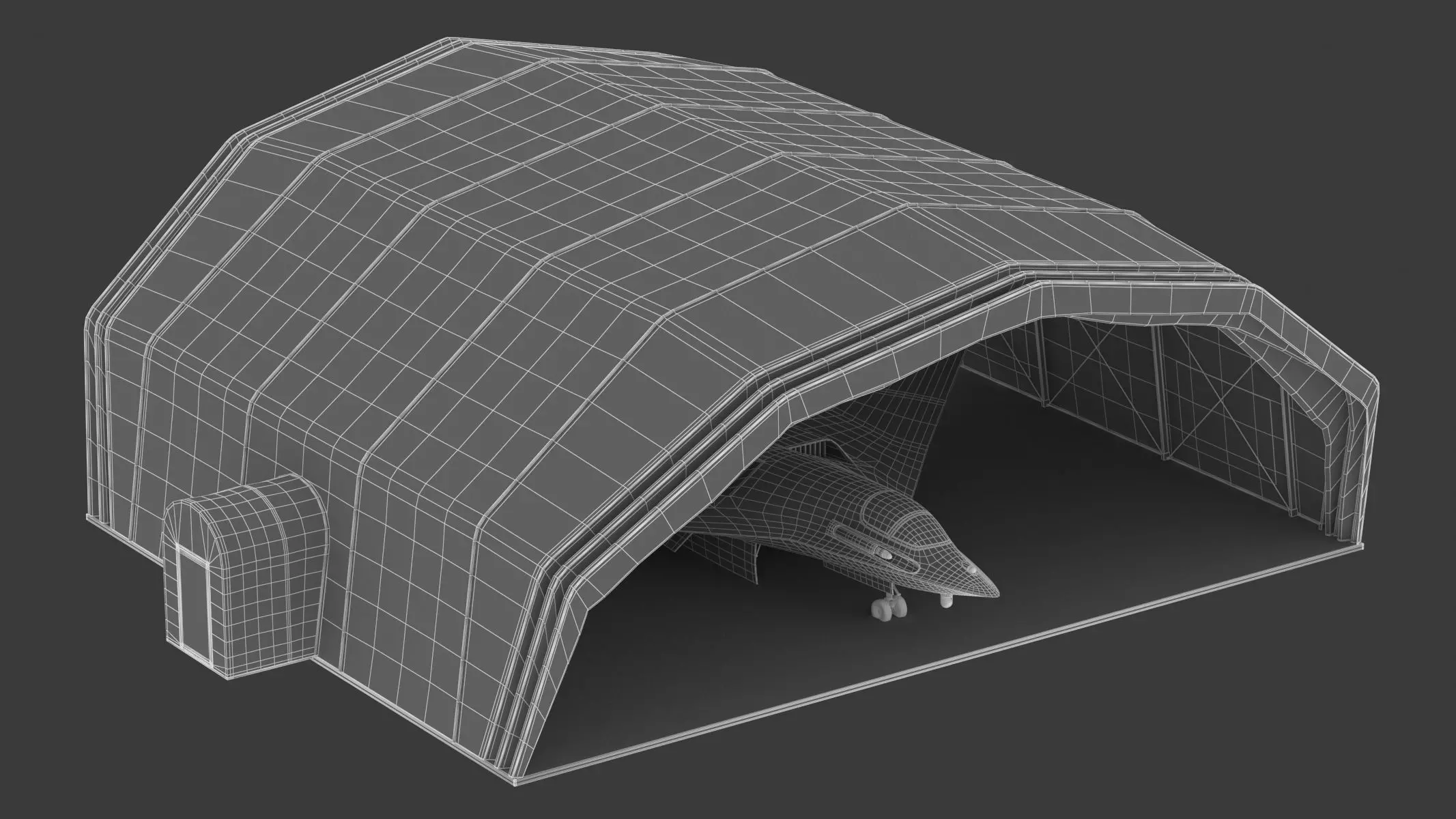 Military Airplane Hangar with Stealth Fighter 3D model_12