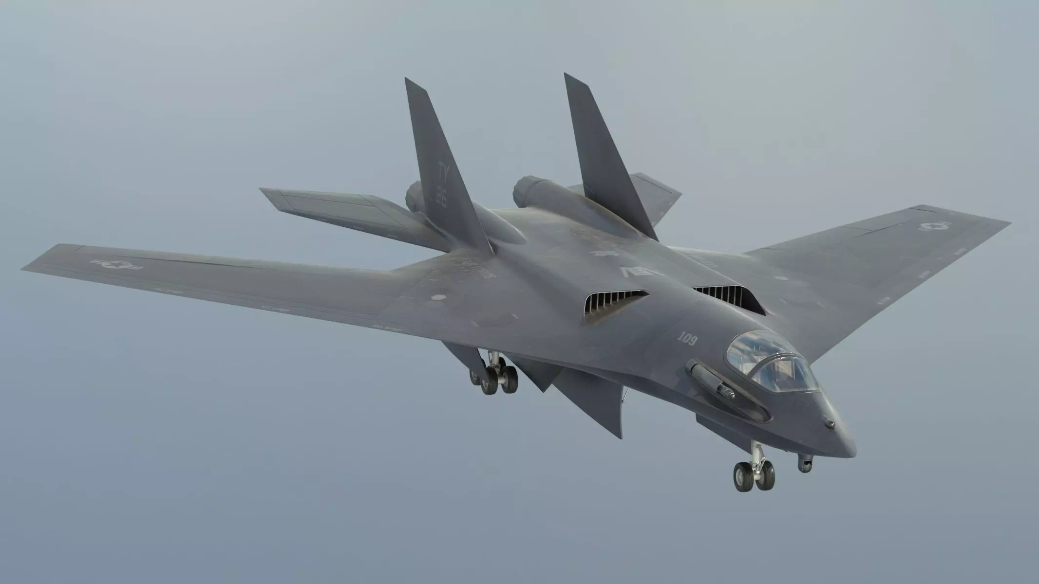 Military Airplane Hangar with Stealth Fighter 3D model_38