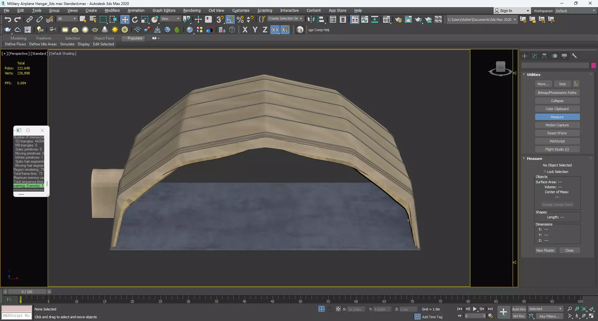 Military Airplane Hangar with Stealth Fighter 3D model_27