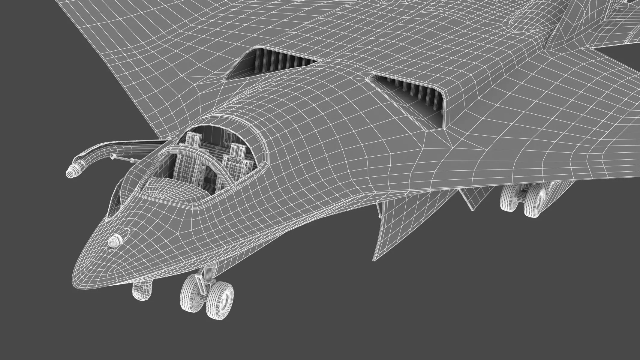 Military Airplane Hangar with Stealth Fighter 3D model_56