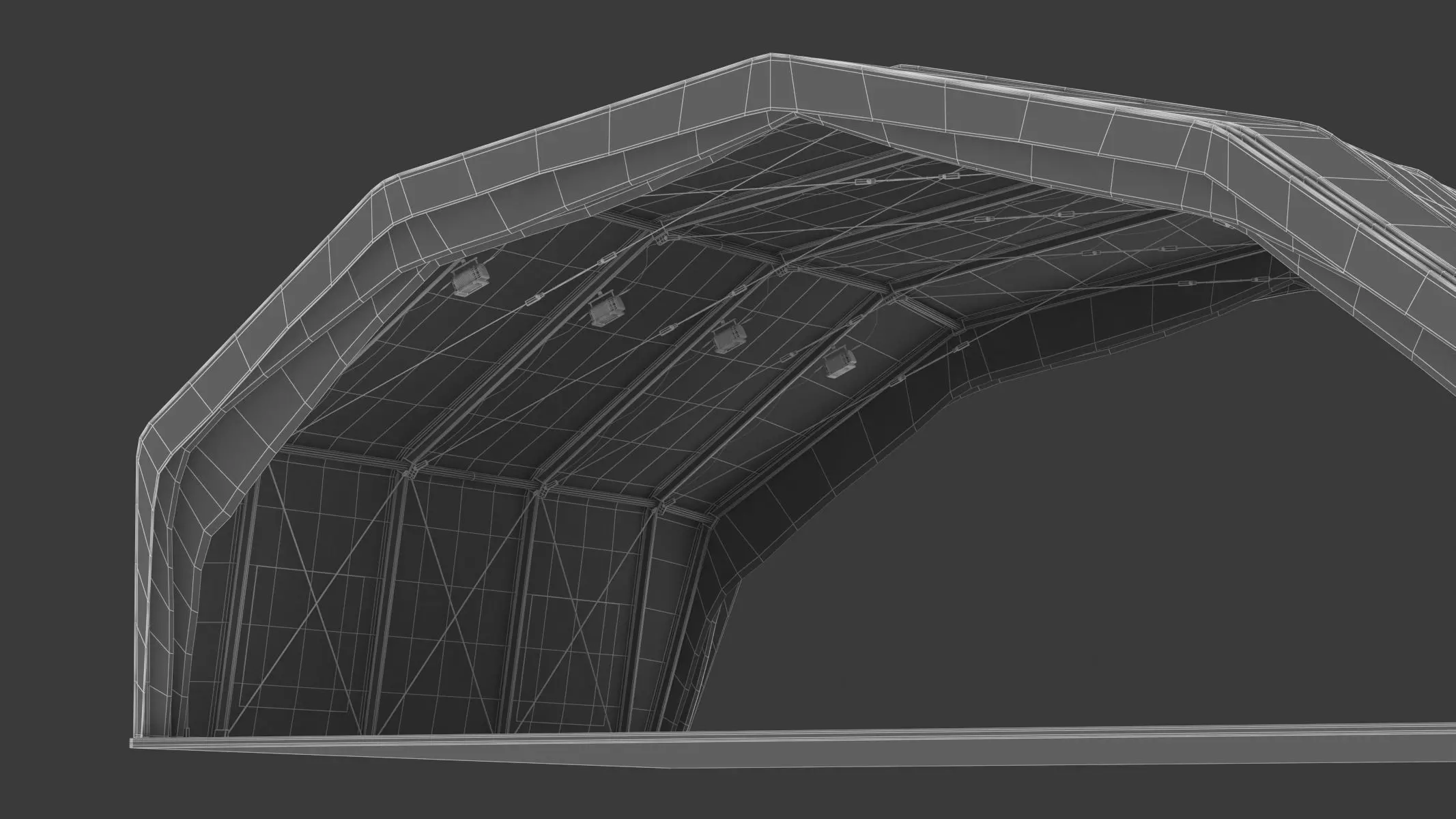 Military Airplane Hangar with Stealth Fighter 3D model_33
