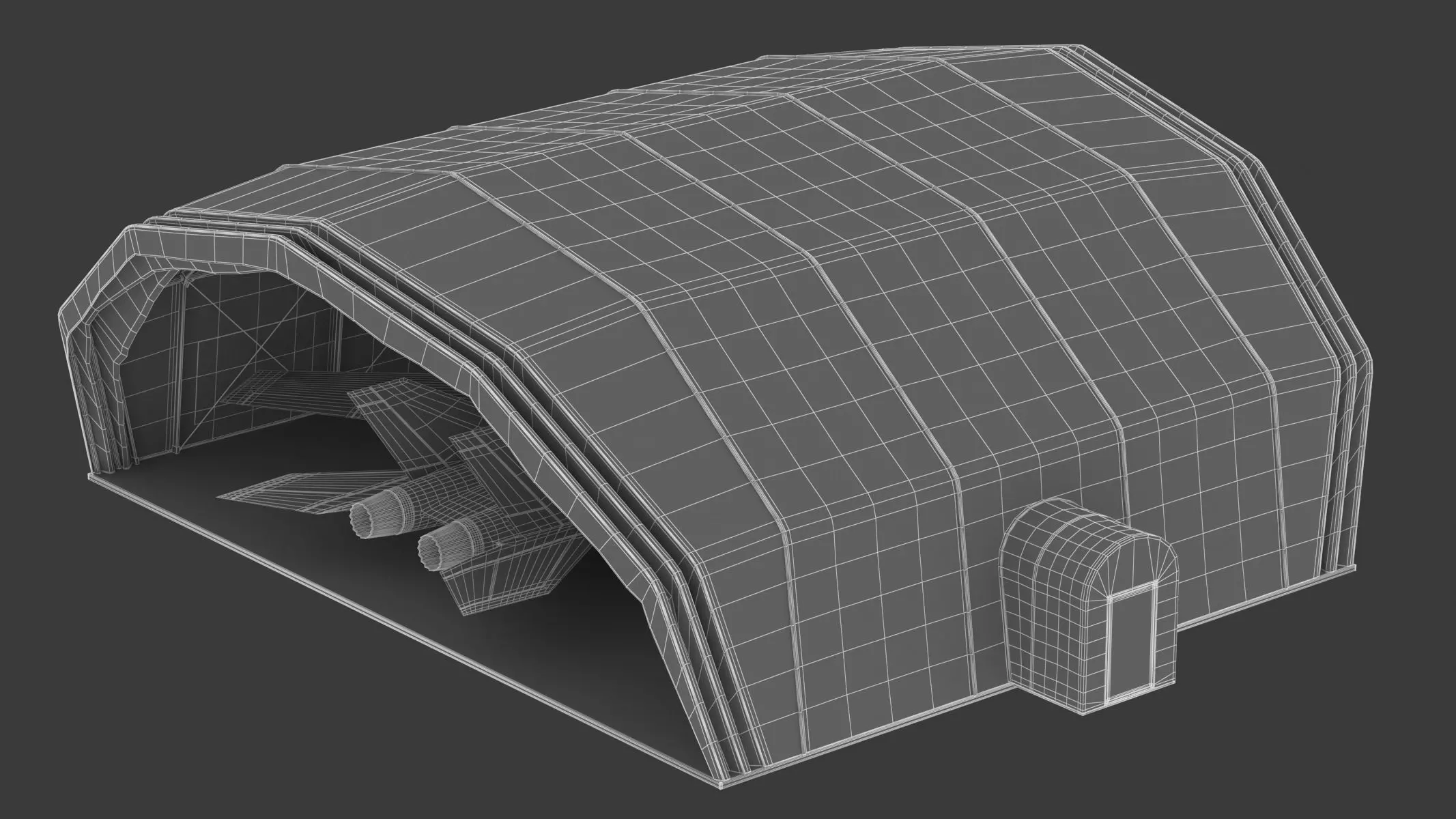 Military Airplane Hangar with Stealth Fighter 3D model_13