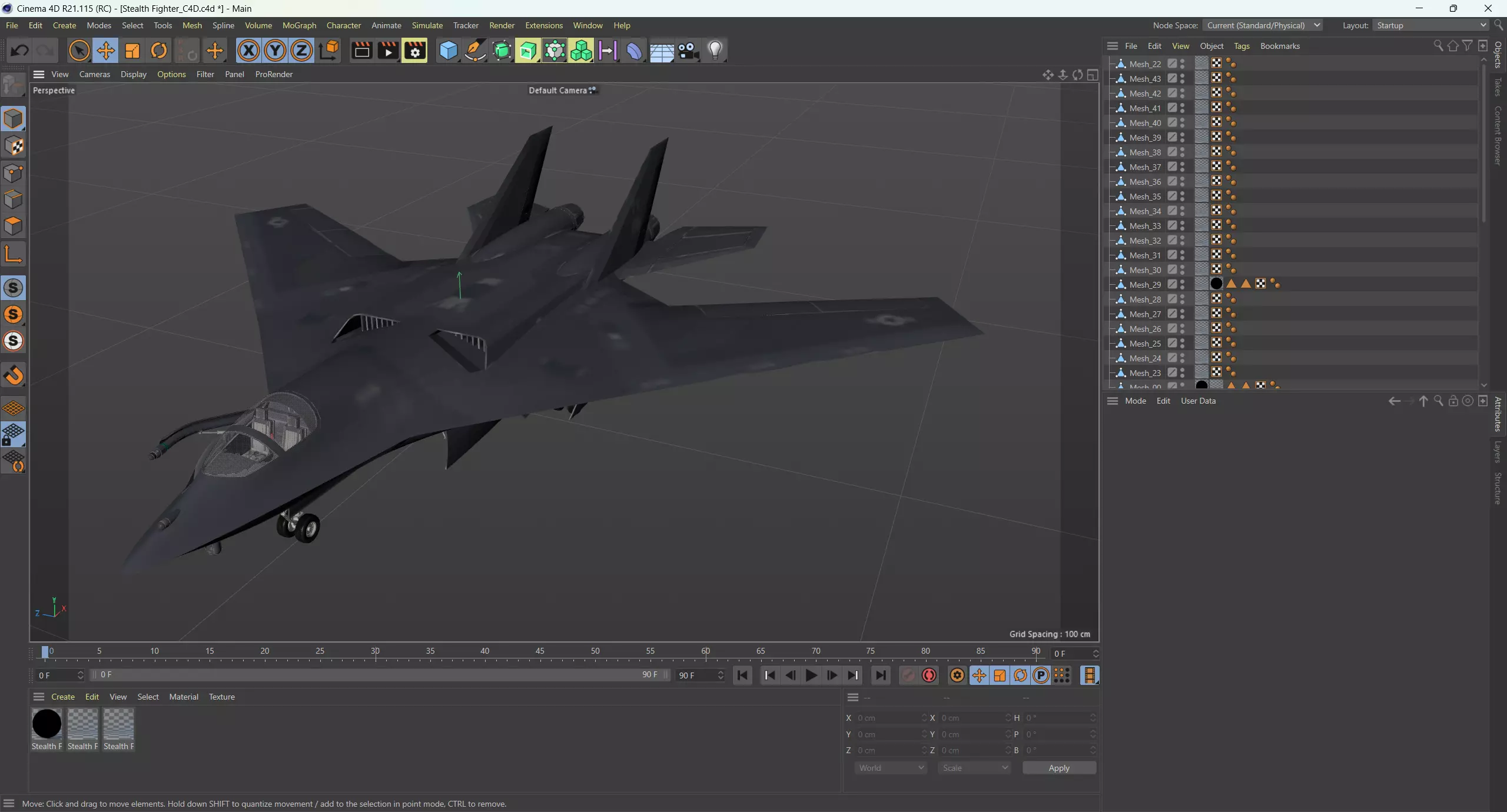 Military Airplane Hangar with Stealth Fighter 3D model_47