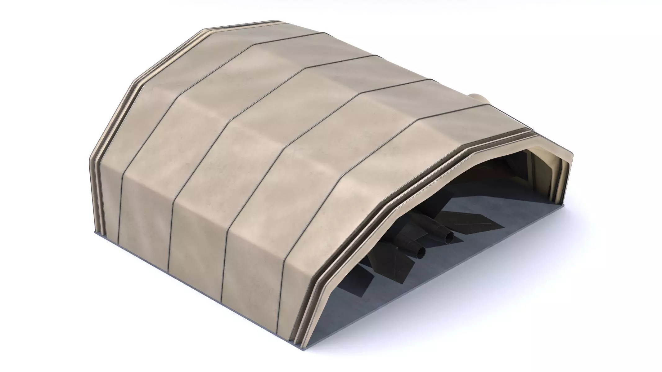 Military Airplane Hangar with Stealth Fighter 3D model_6