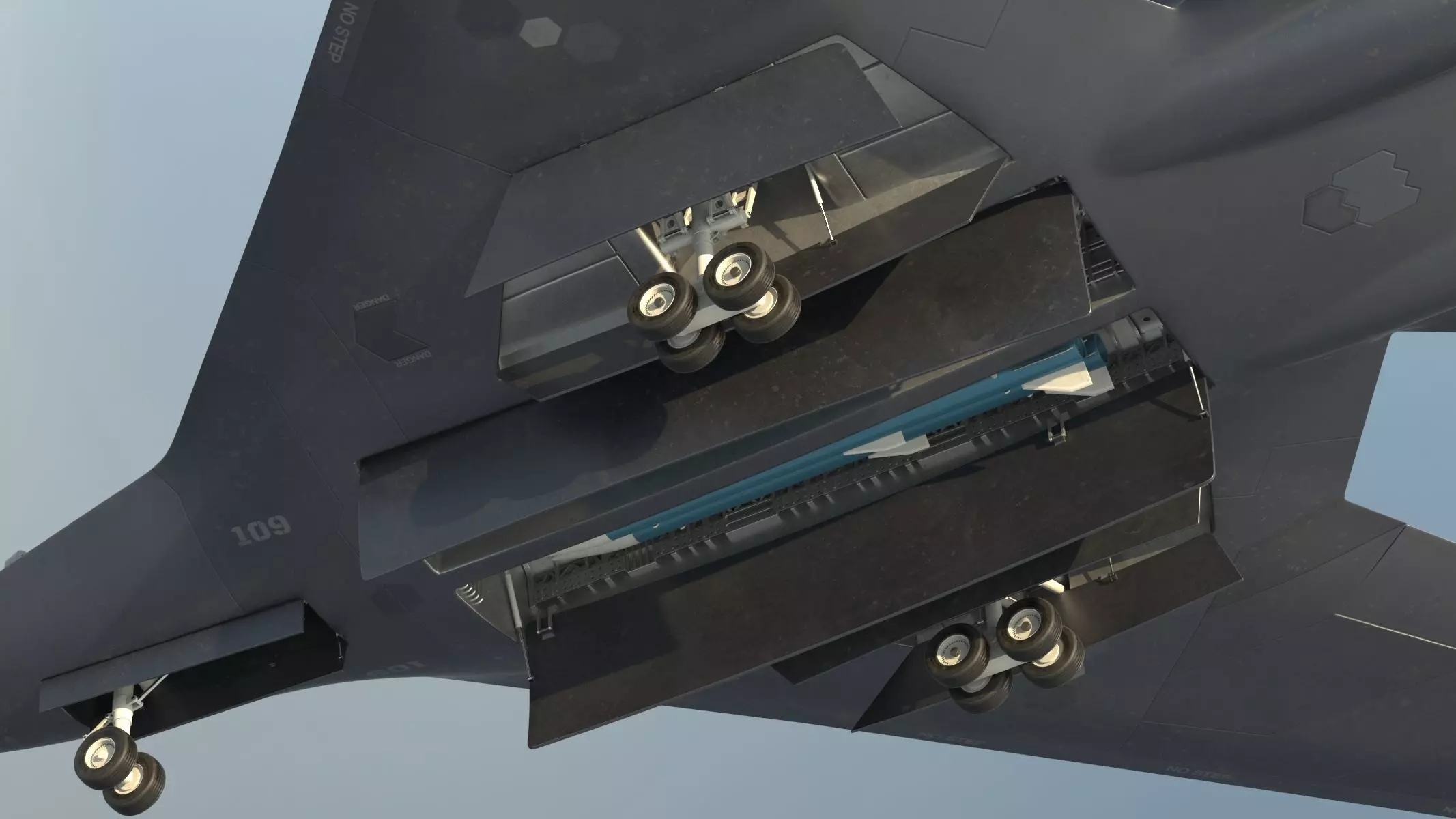 Military Airplane Hangar with Stealth Fighter 3D model_51