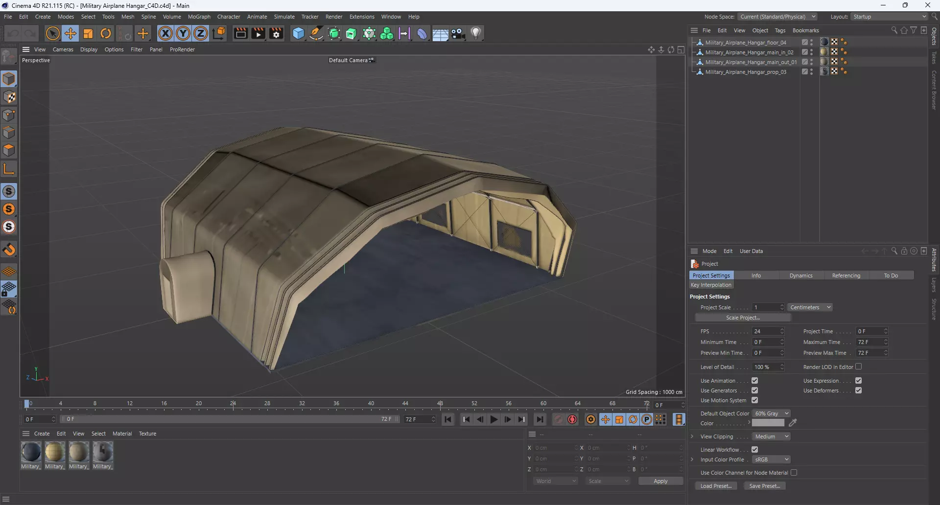 Military Airplane Hangar with Stealth Fighter 3D model_25