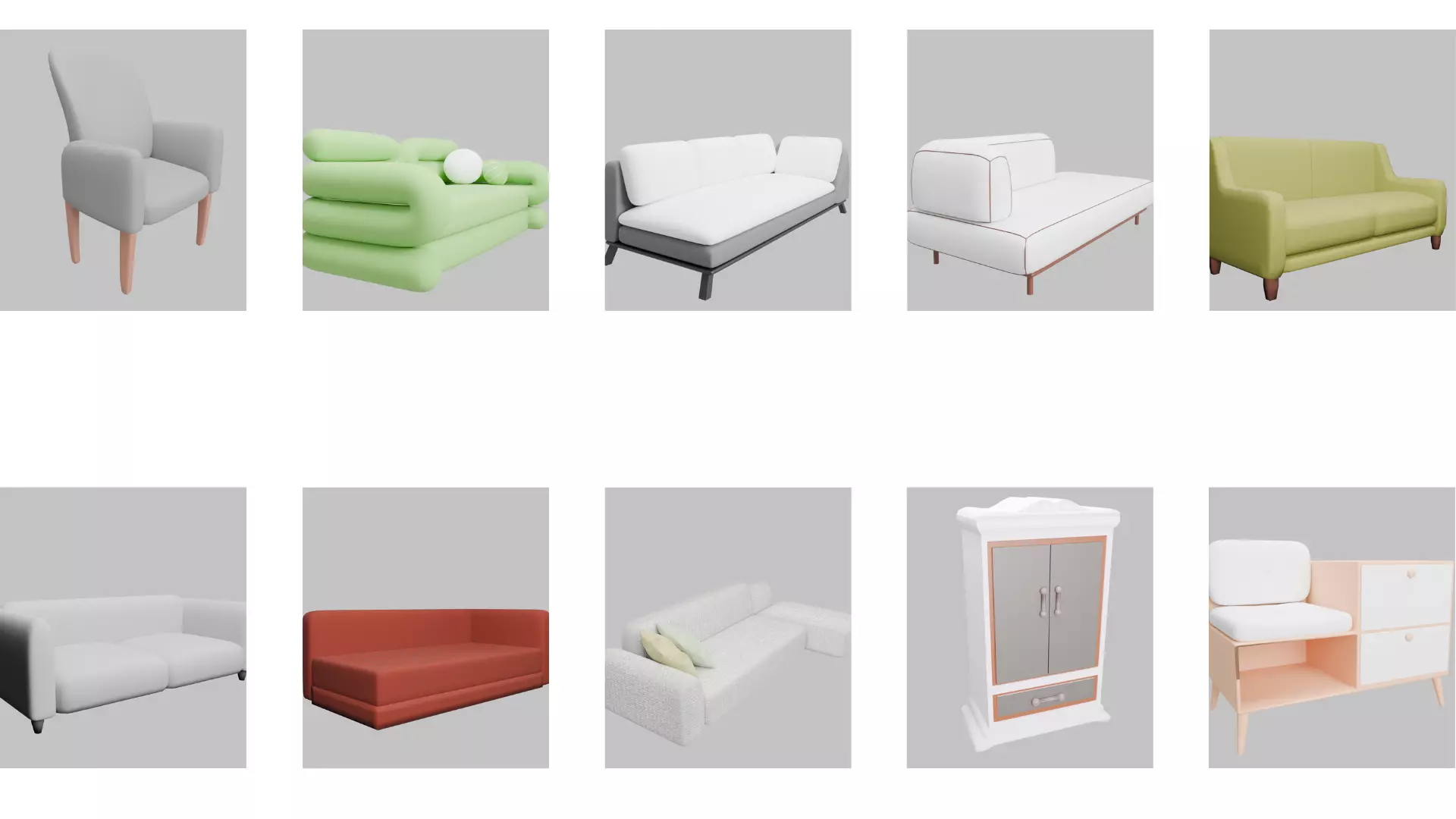 50 low poly furniture  models Low-poly 3D model_3