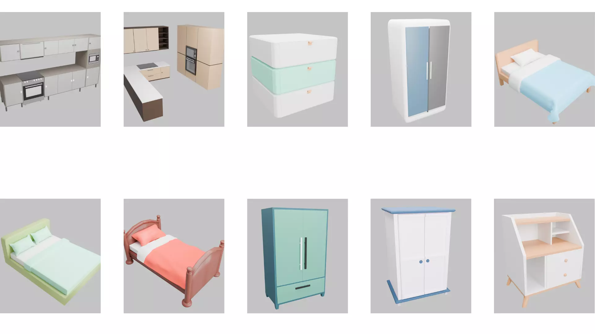 50 low poly furniture  models Low-poly 3D model_4