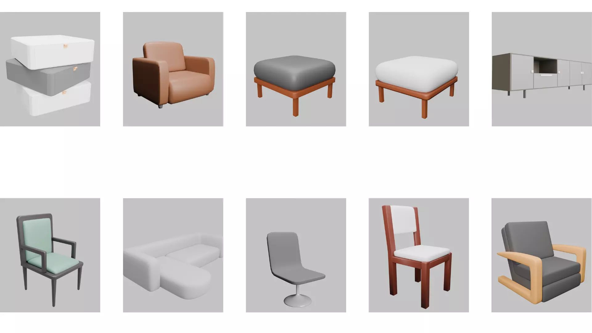50 low poly furniture  models Low-poly 3D model_5