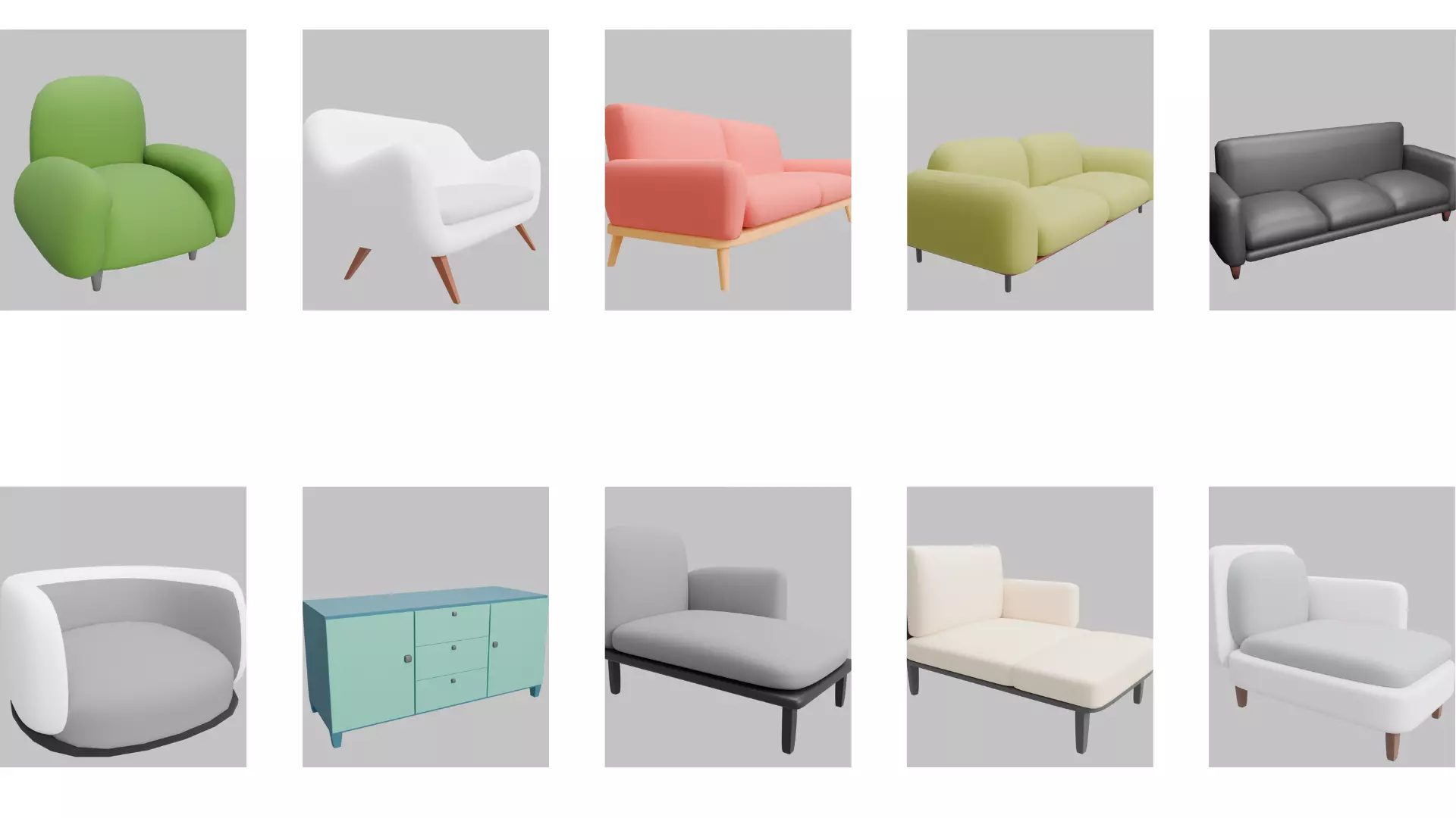 50 low poly furniture  models Low-poly 3D model_2