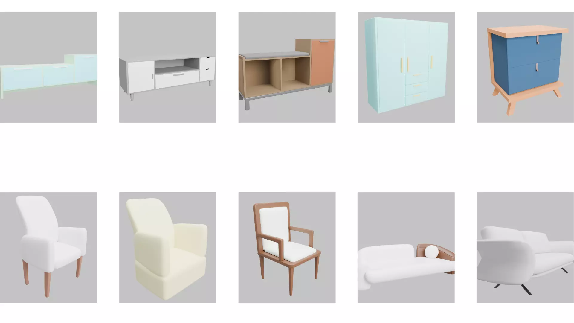 50 low poly furniture  models Low-poly 3D model_6