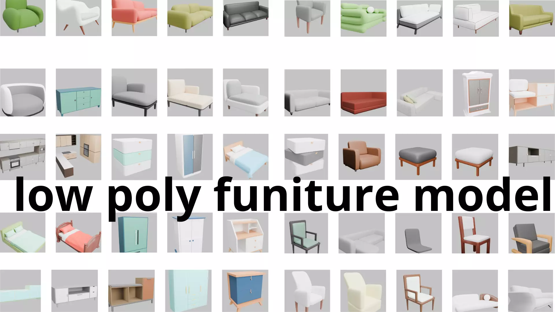 50 low poly furniture  models Low-poly 3D model_0