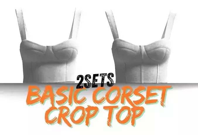 Basic Corset Crop Top Bustier 2 sets 3D Clothing Model