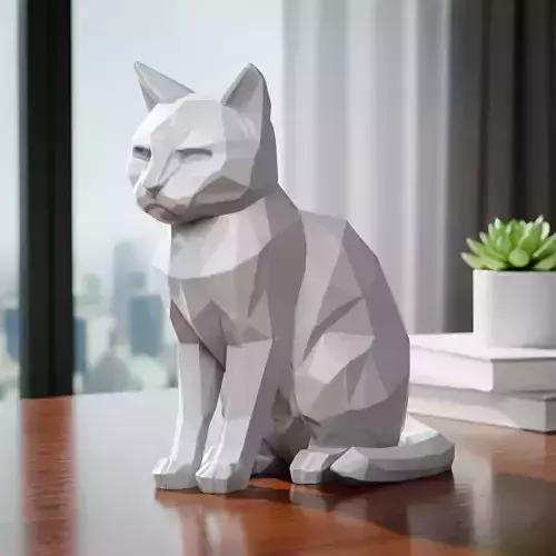 Cute Cat Lowpoly 3D Printable
