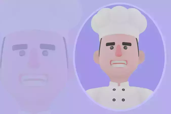 Stylized 3D Male Chef Character-Cartoon Cook Carrying Large Pot