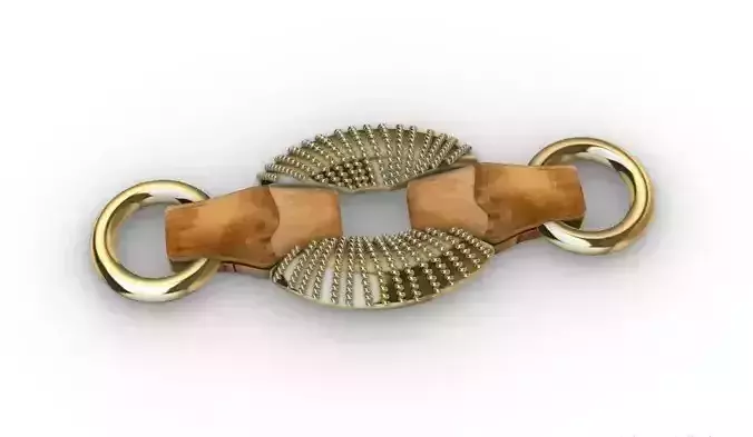 Decorative Connector with Wood and Gold Finish 3D Model