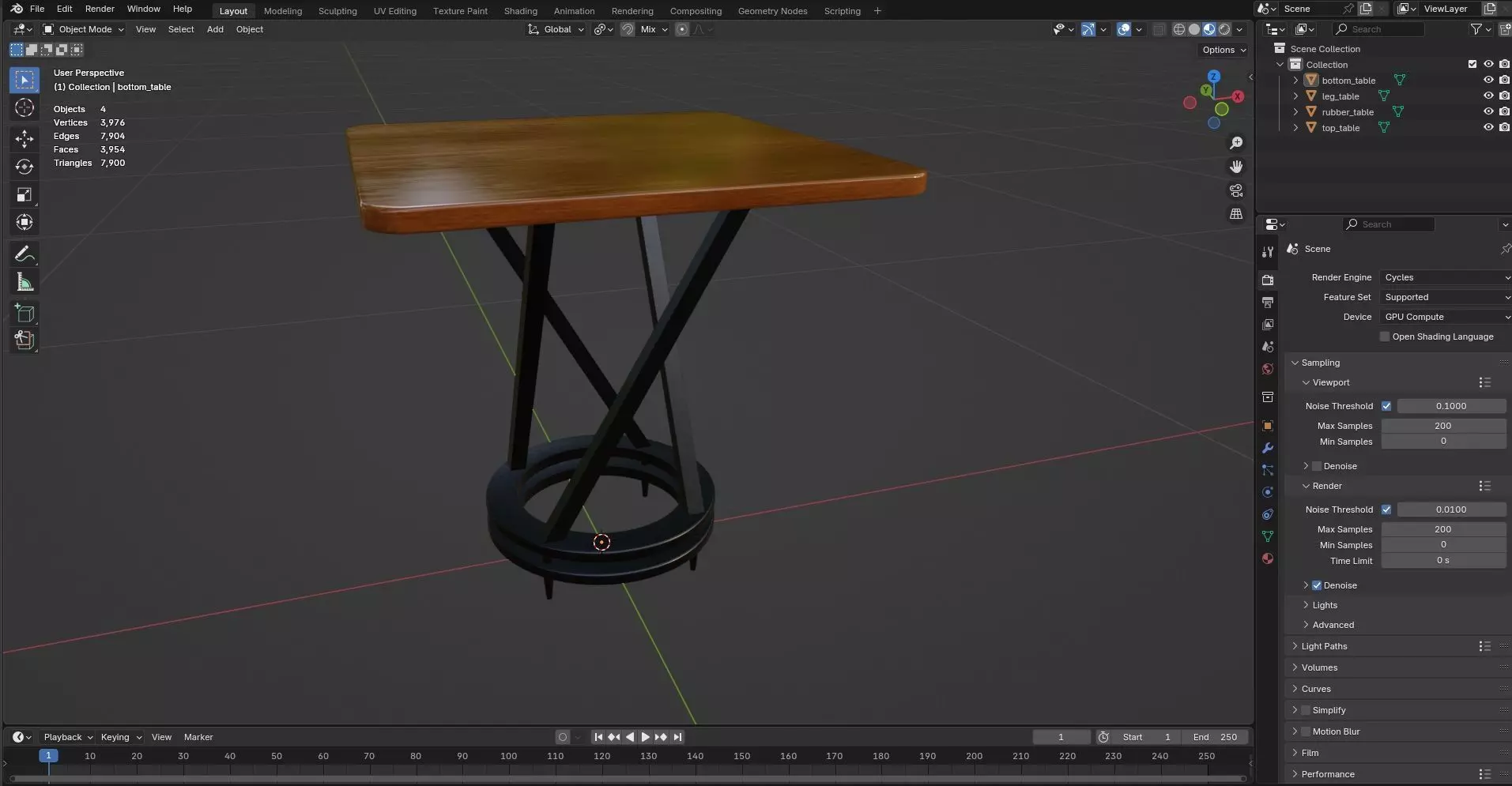 Square Table CG113 3D model_8