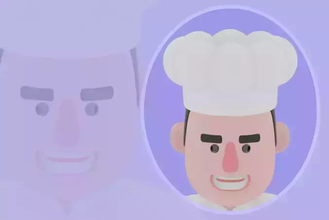 Stylized 3D Male Chef Character - Confident Cook Arms Crossed