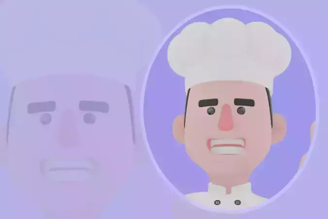 Stylized 3D Male Chef Character - Cartoon Cook Walking Waving