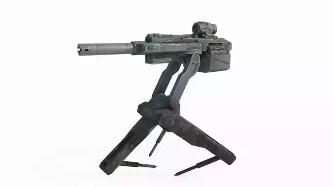 Future sci-fi unmanned intelligent machine gun guards 3D model