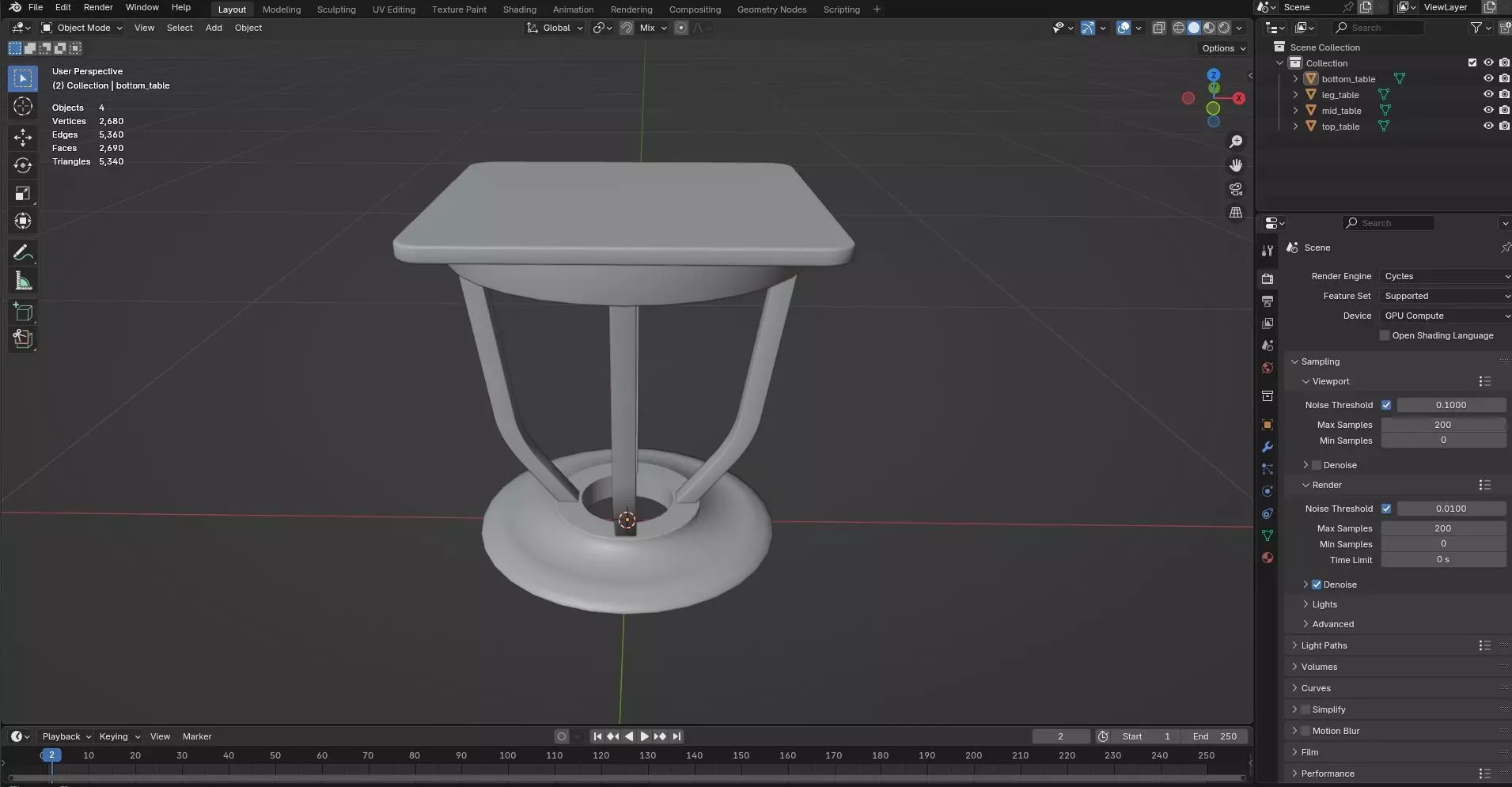 Square Table CG120 3D model_7