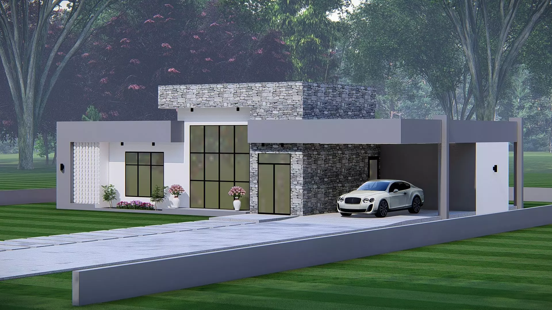 Modern House 3D Model Contemporary Luxury Home Exterior Design 3D model_1
