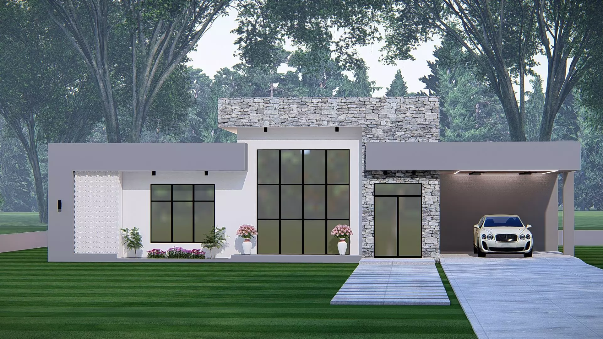 Modern House 3D Model Contemporary Luxury Home Exterior Design 3D model_0