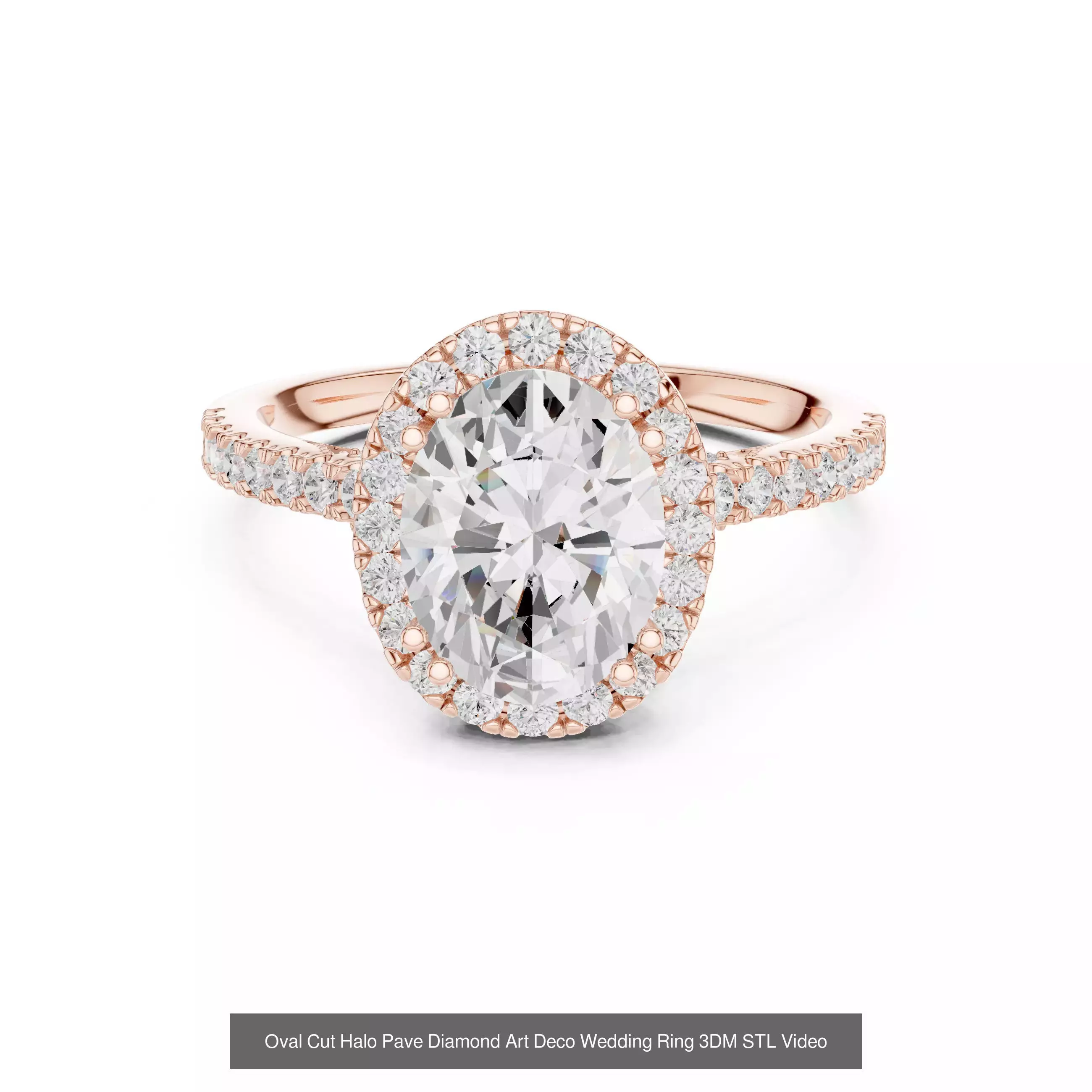 211 Oval Cut Diamond Rings 3DM STL OBJ FBX 3 Color Render Video 3D Model Collection_186