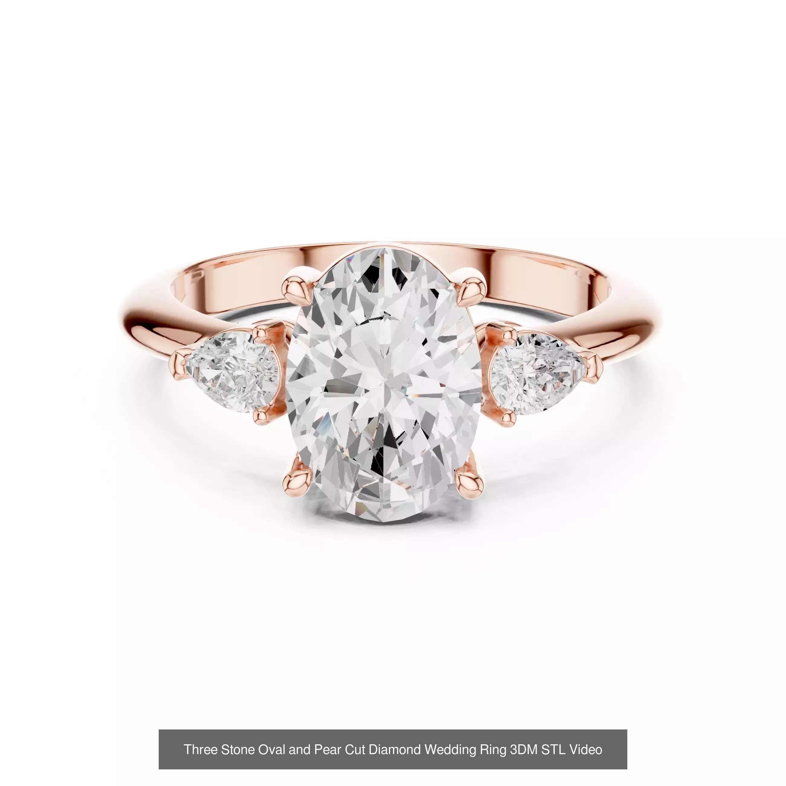 211 Oval Cut Diamond Rings 3DM STL OBJ FBX 3 Color Render Video 3D Model Collection_52