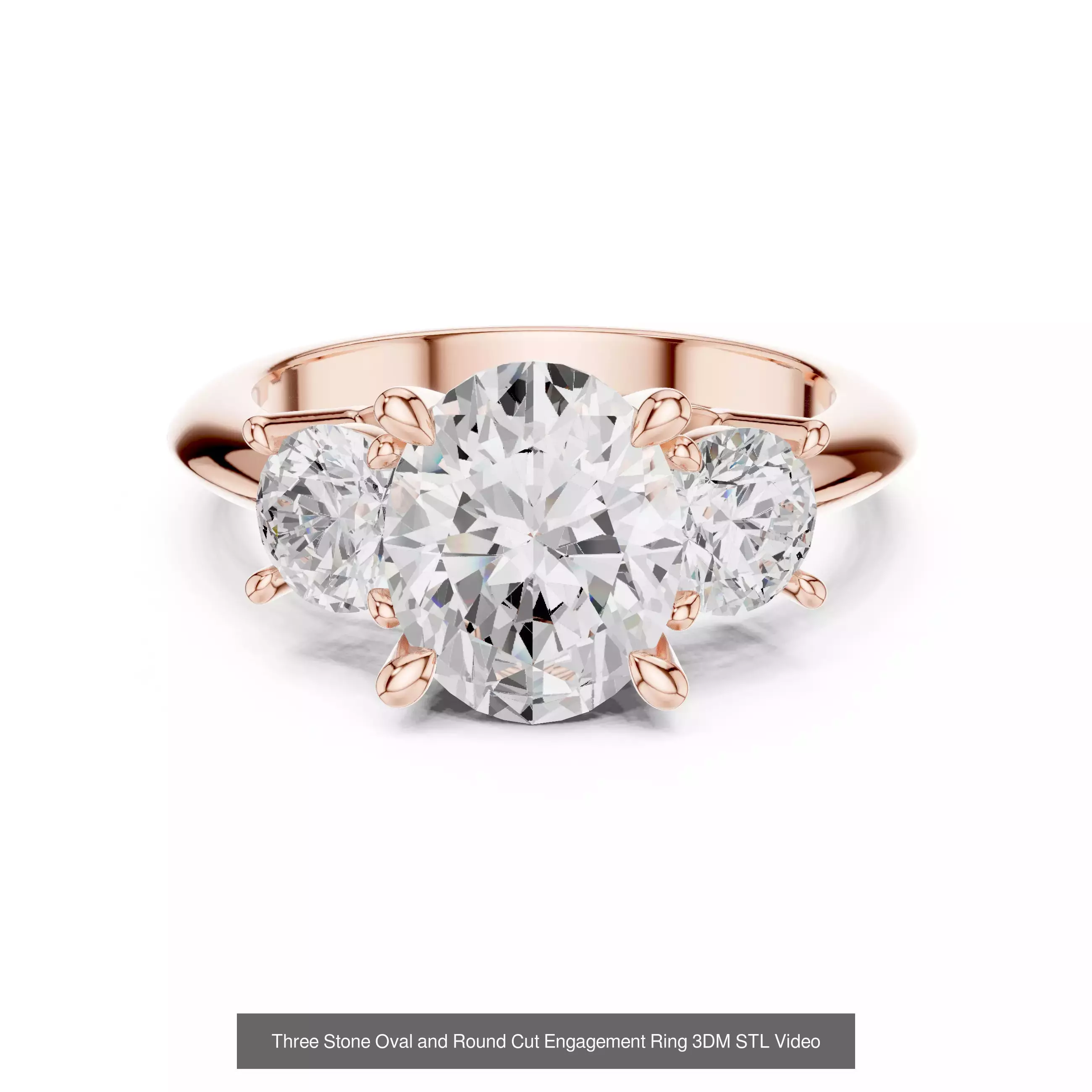 211 Oval Cut Diamond Rings 3DM STL OBJ FBX 3 Color Render Video 3D Model Collection_161