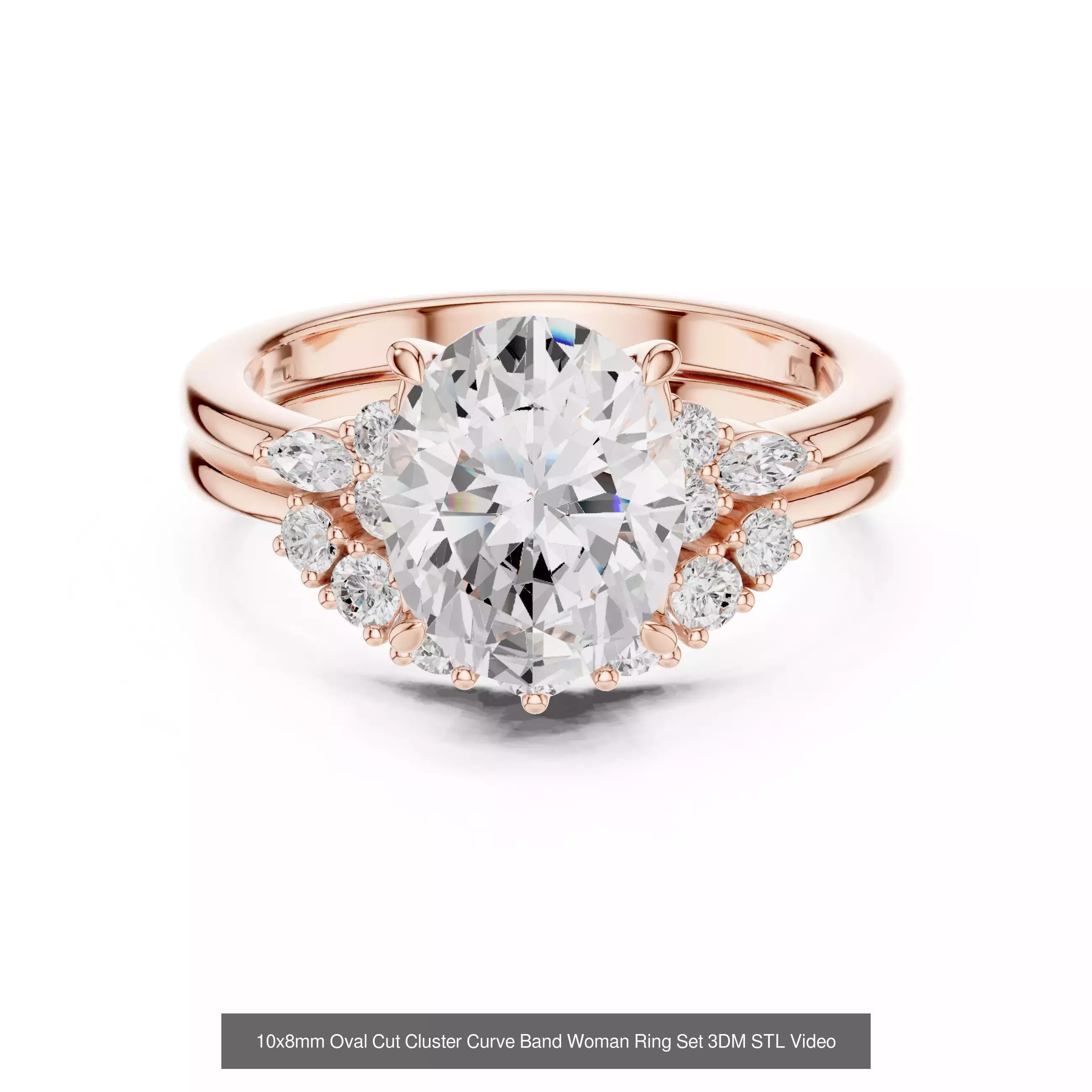 211 Oval Cut Diamond Rings 3DM STL OBJ FBX 3 Color Render Video 3D Model Collection_172