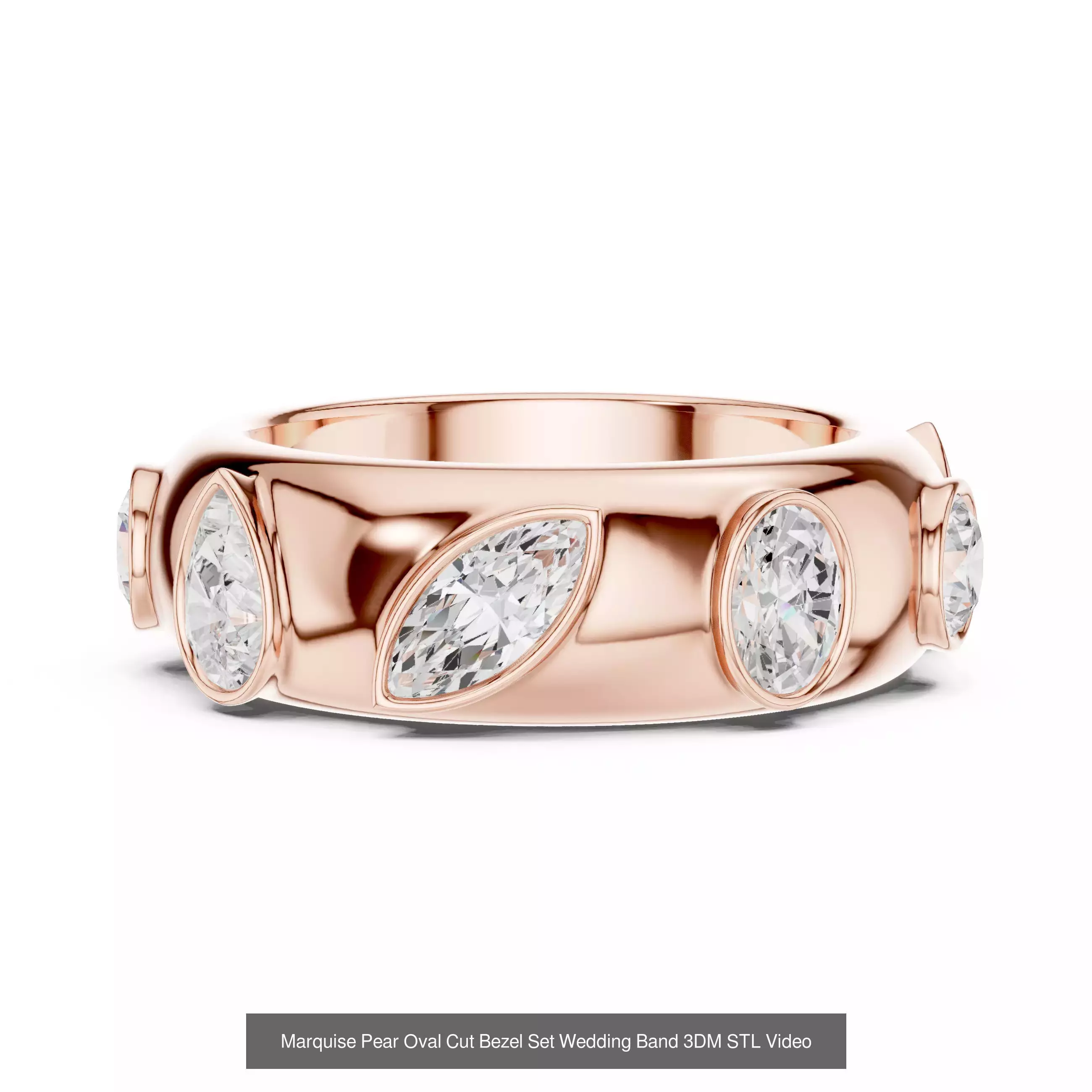 211 Oval Cut Diamond Rings 3DM STL OBJ FBX 3 Color Render Video 3D Model Collection_39