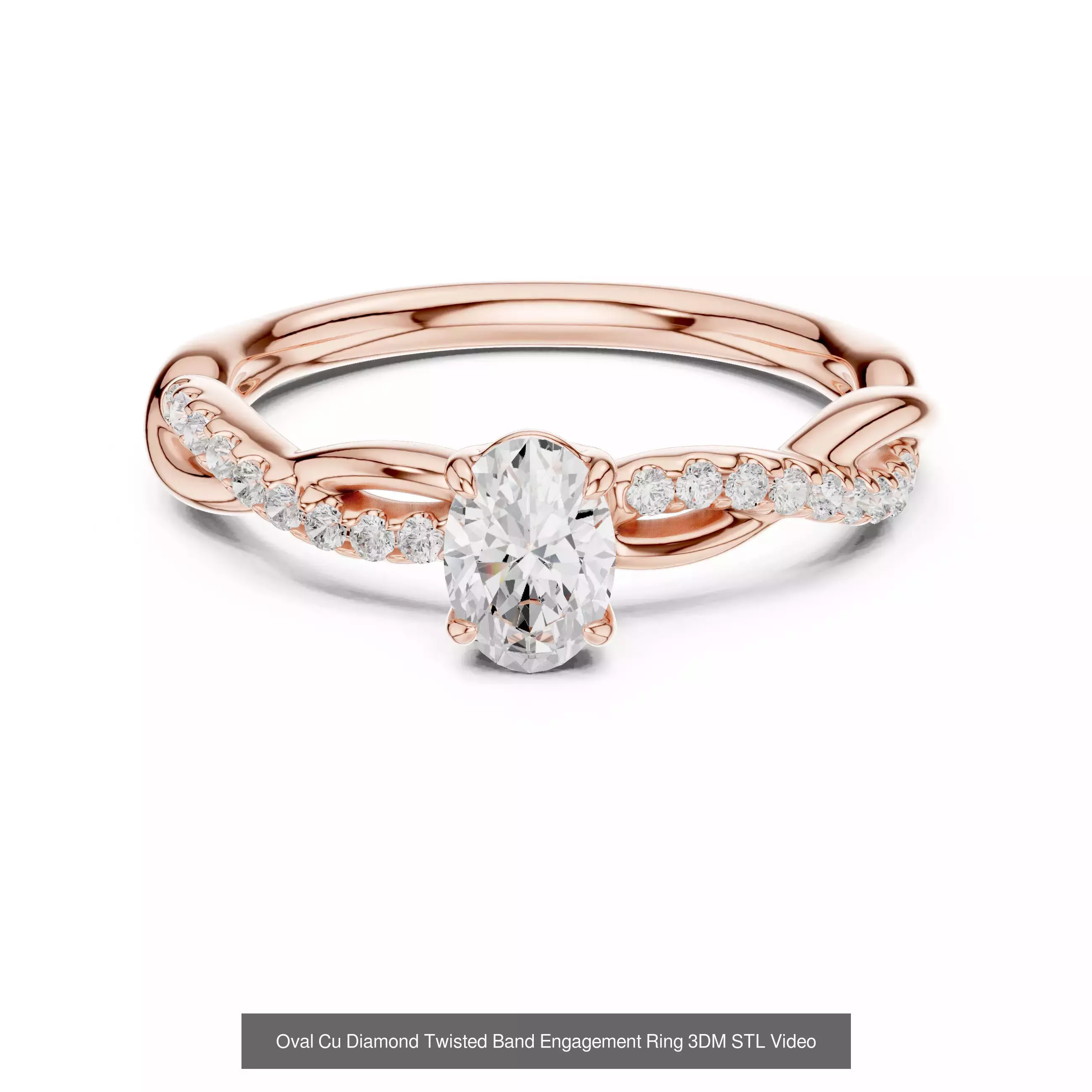 211 Oval Cut Diamond Rings 3DM STL OBJ FBX 3 Color Render Video 3D Model Collection_148