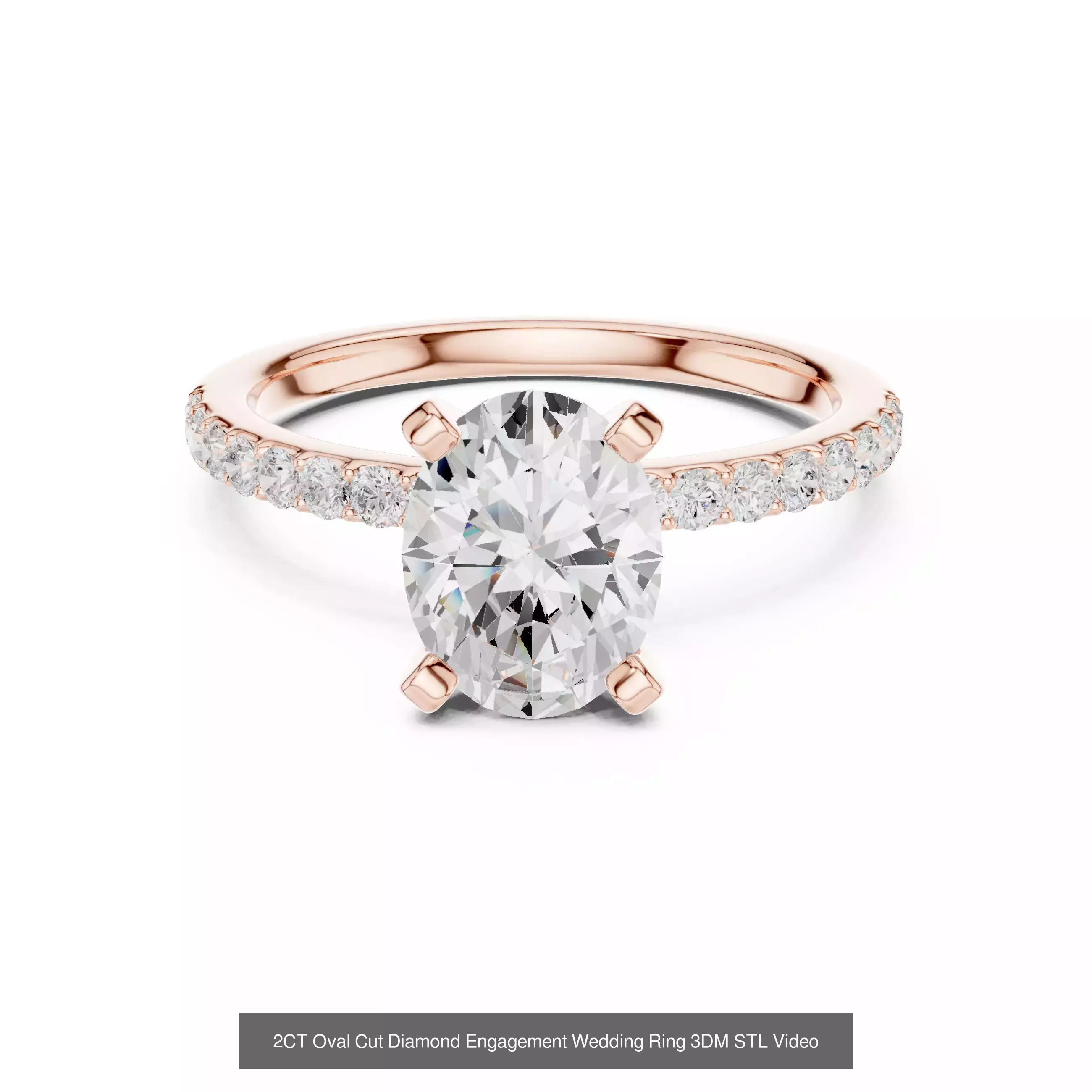 211 Oval Cut Diamond Rings 3DM STL OBJ FBX 3 Color Render Video 3D Model Collection_193