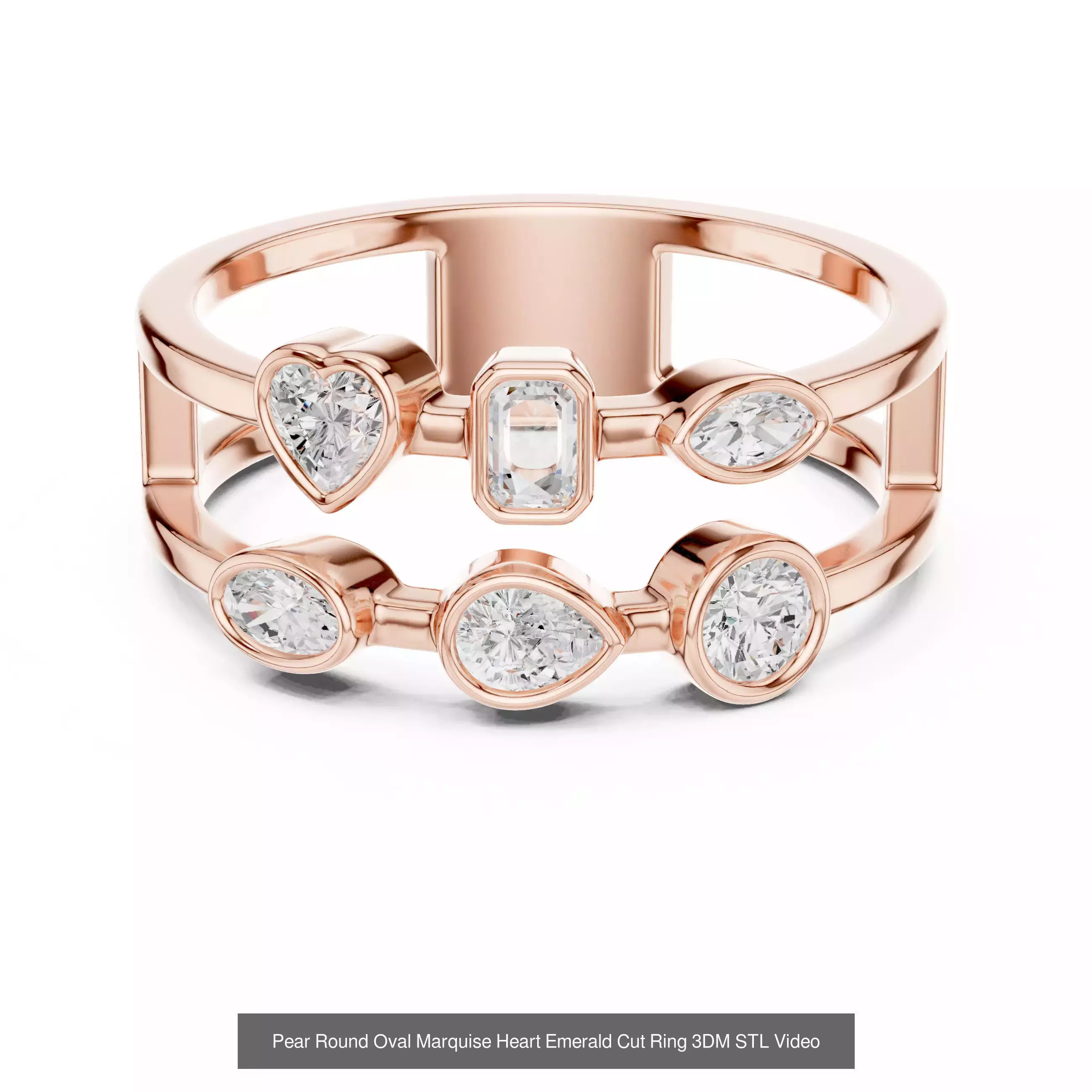 211 Oval Cut Diamond Rings 3DM STL OBJ FBX 3 Color Render Video 3D Model Collection_30