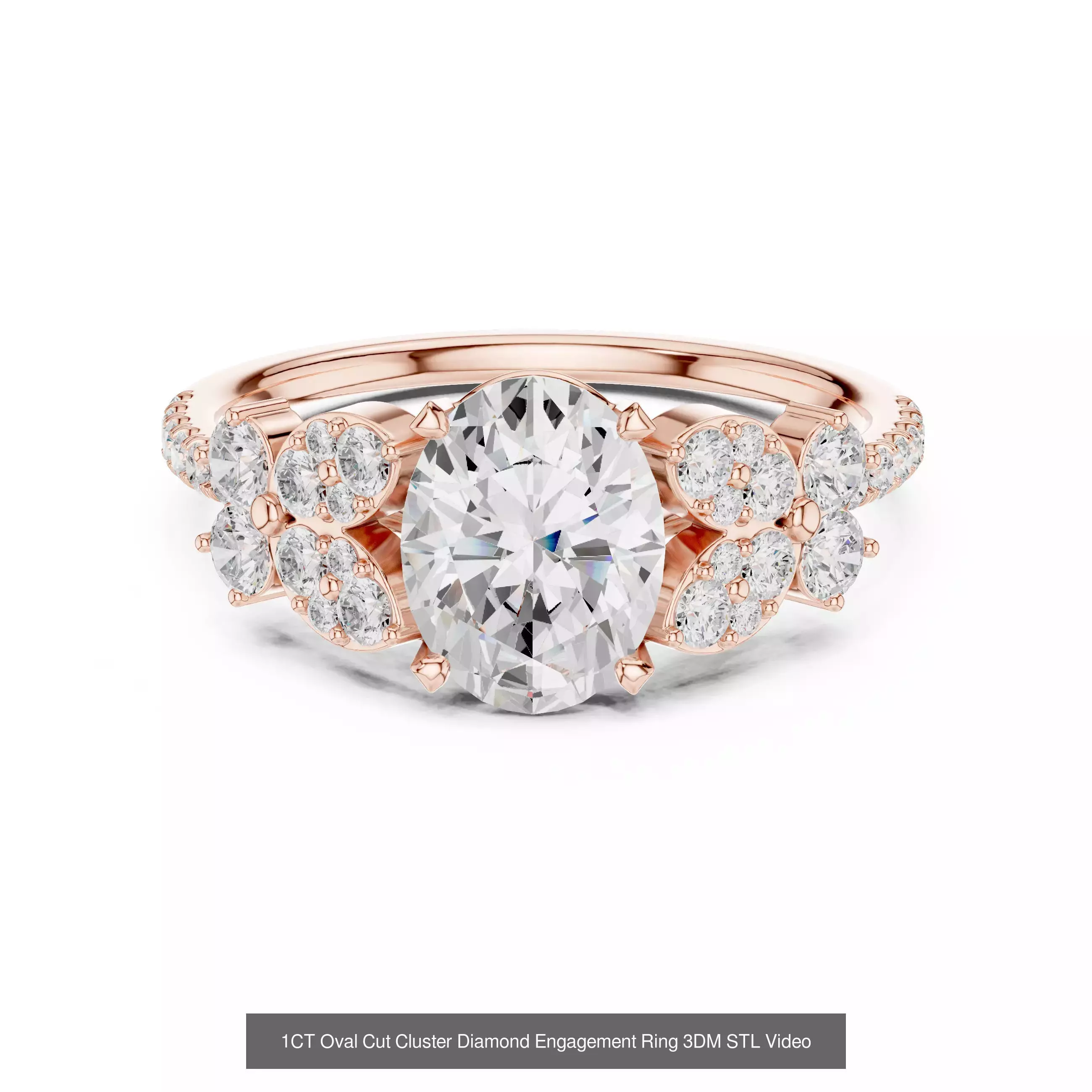 211 Oval Cut Diamond Rings 3DM STL OBJ FBX 3 Color Render Video 3D Model Collection_214