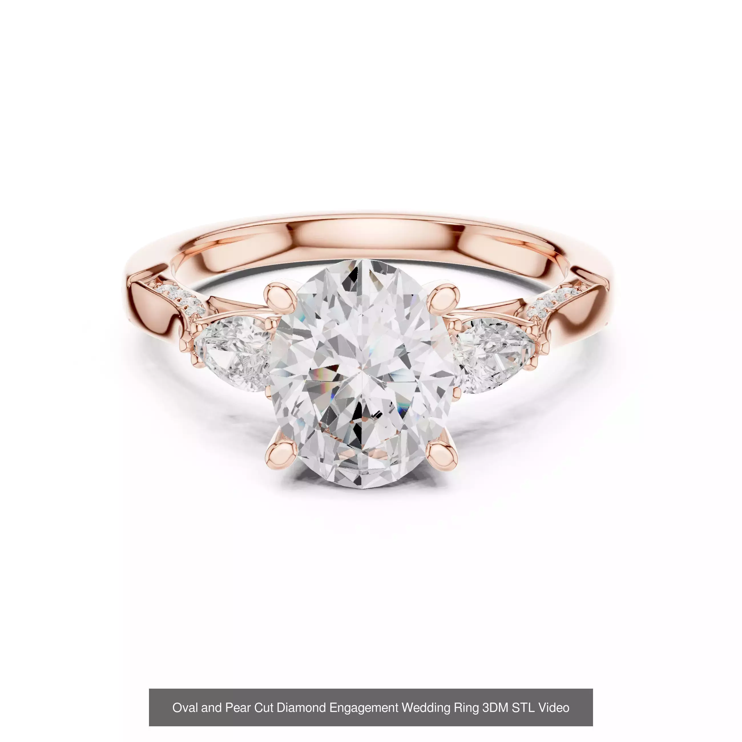 211 Oval Cut Diamond Rings 3DM STL OBJ FBX 3 Color Render Video 3D Model Collection_203