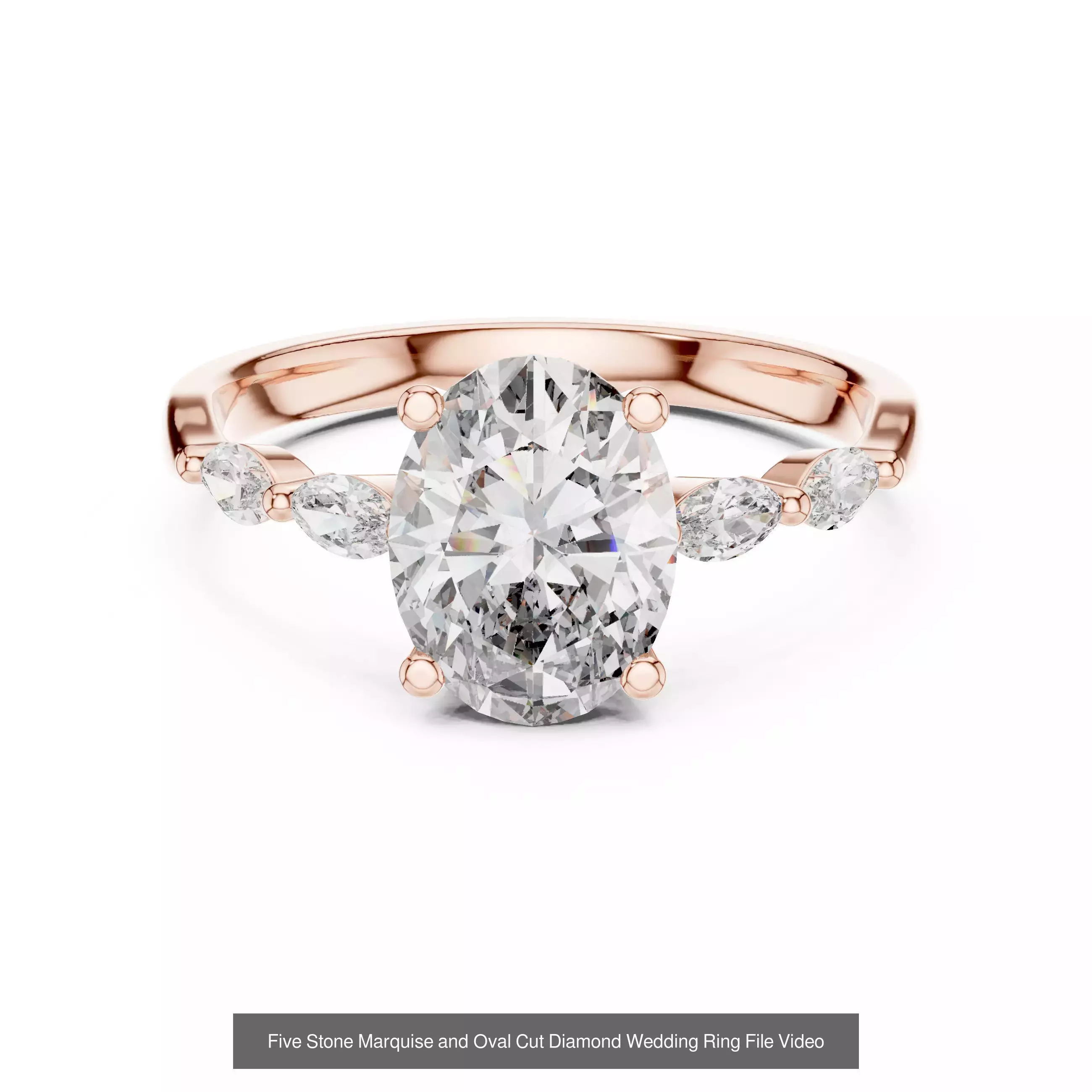 211 Oval Cut Diamond Rings 3DM STL OBJ FBX 3 Color Render Video 3D Model Collection_95