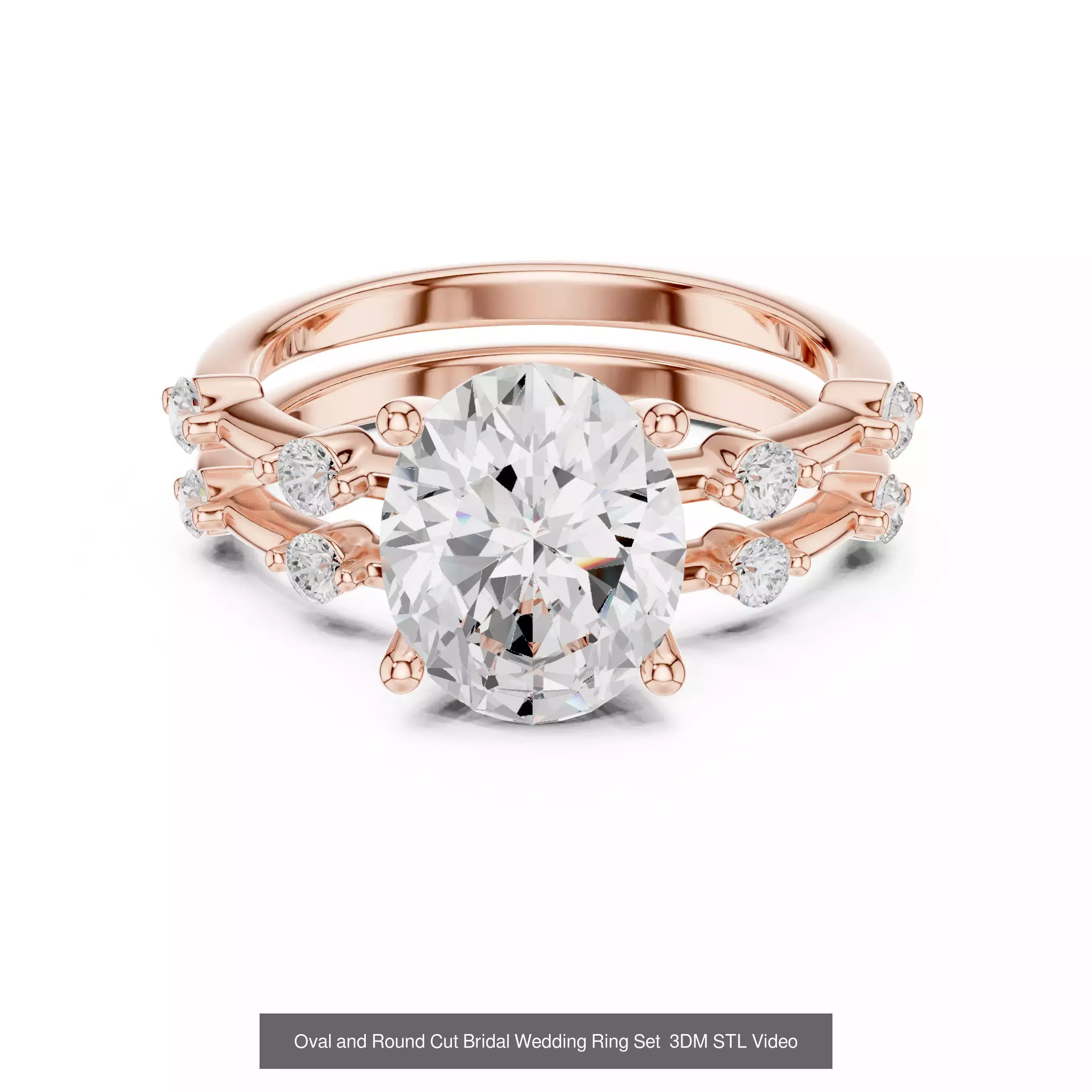 211 Oval Cut Diamond Rings 3DM STL OBJ FBX 3 Color Render Video 3D Model Collection_85