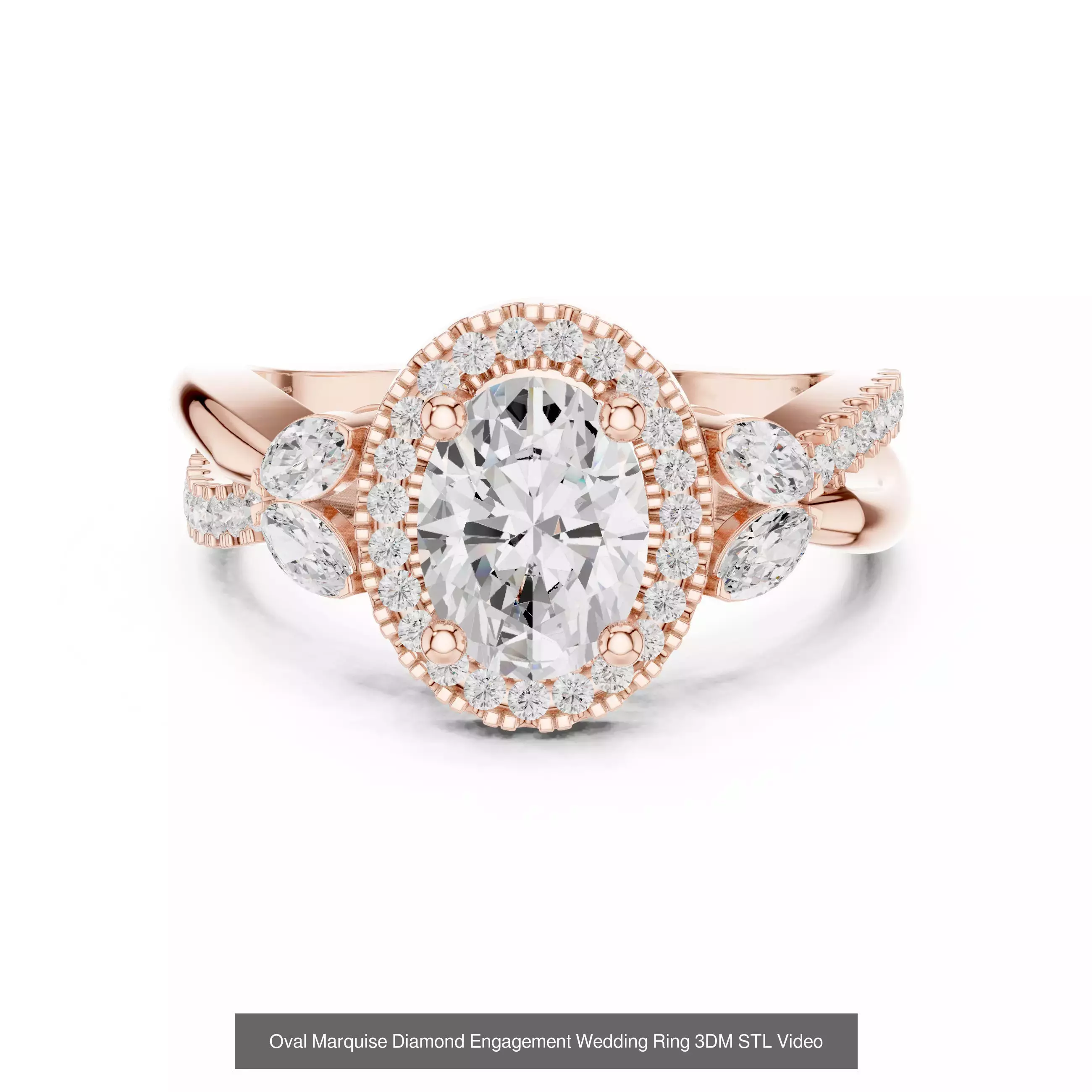 211 Oval Cut Diamond Rings 3DM STL OBJ FBX 3 Color Render Video 3D Model Collection_82