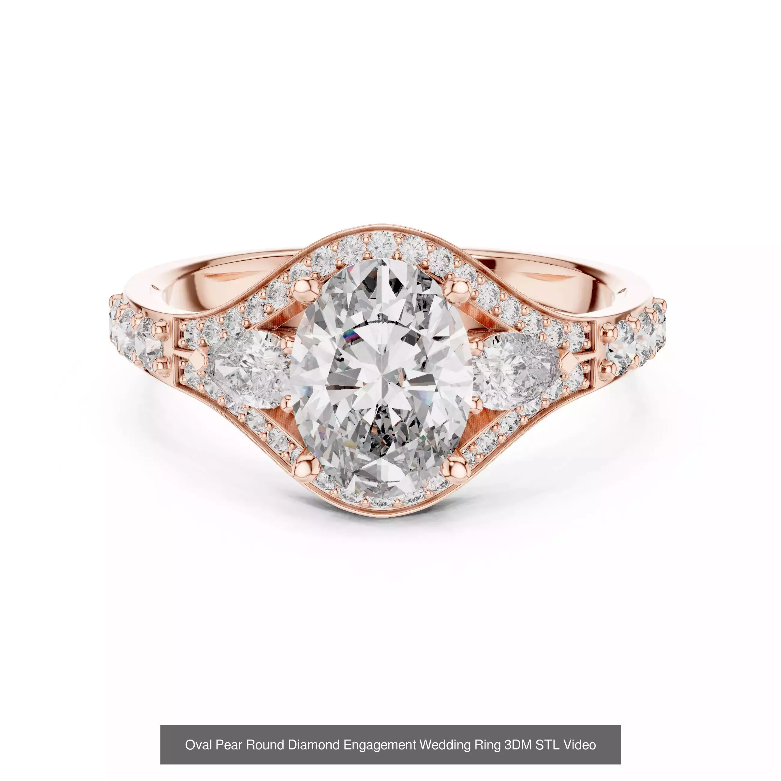 211 Oval Cut Diamond Rings 3DM STL OBJ FBX 3 Color Render Video 3D Model Collection_99