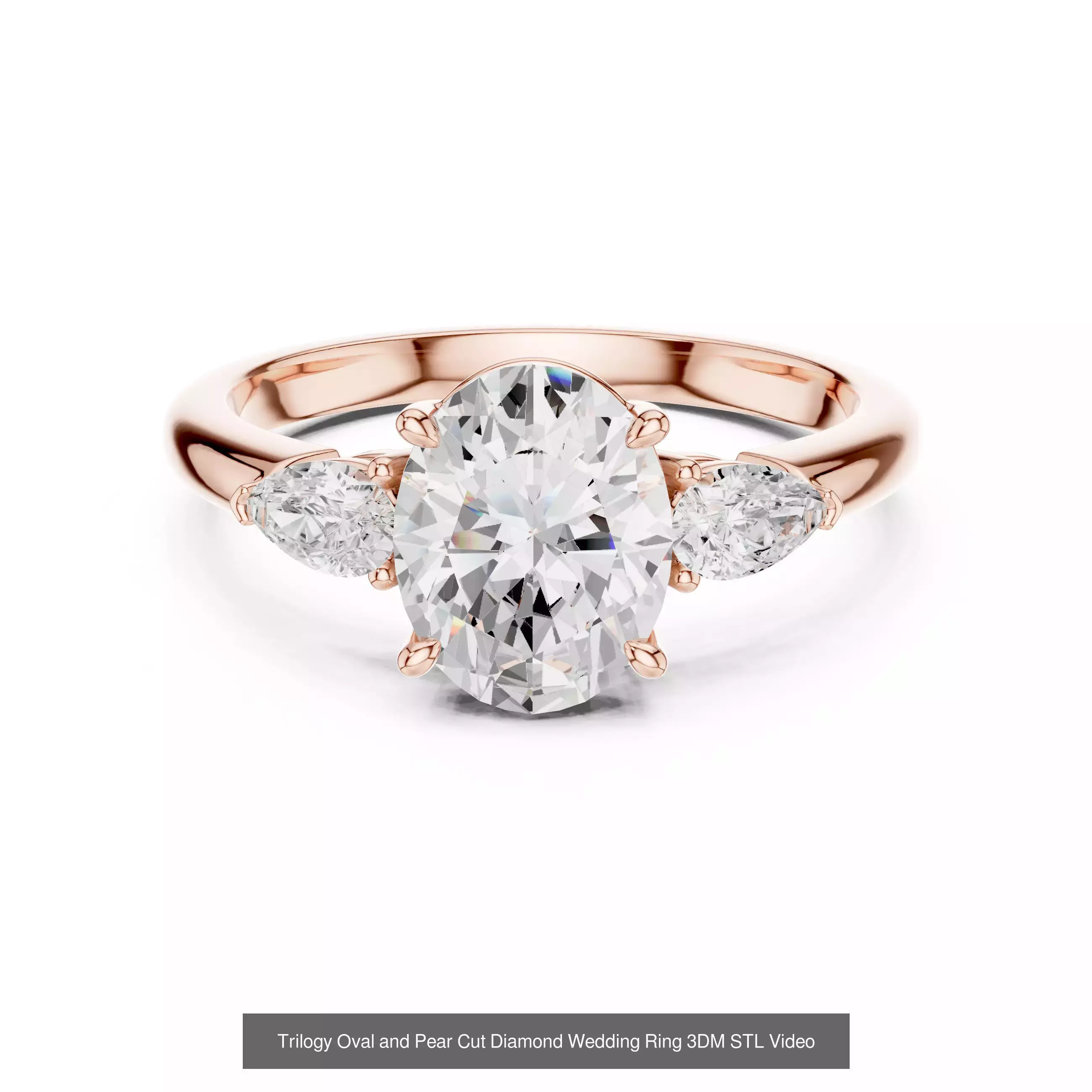 211 Oval Cut Diamond Rings 3DM STL OBJ FBX 3 Color Render Video 3D Model Collection_175