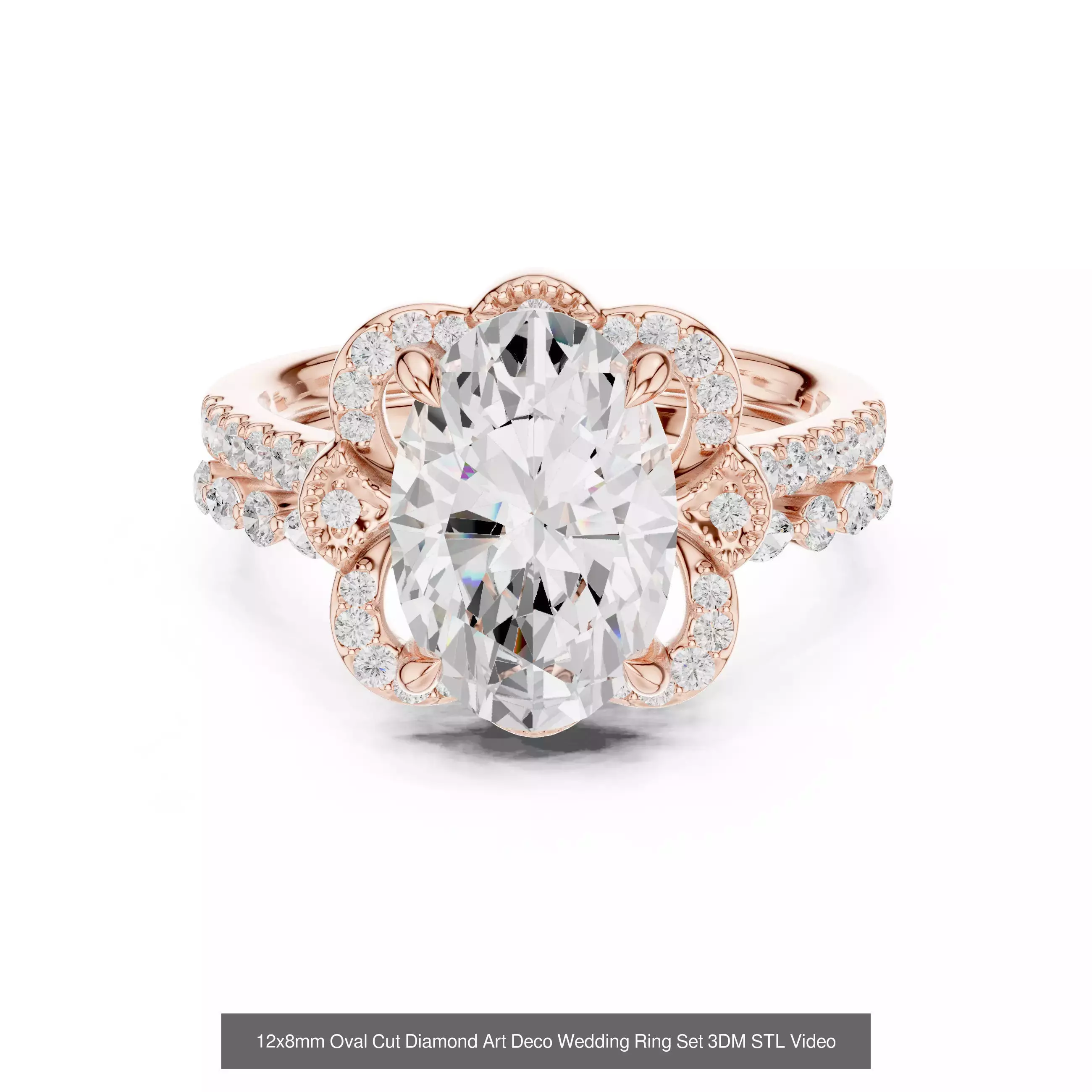 211 Oval Cut Diamond Rings 3DM STL OBJ FBX 3 Color Render Video 3D Model Collection_152