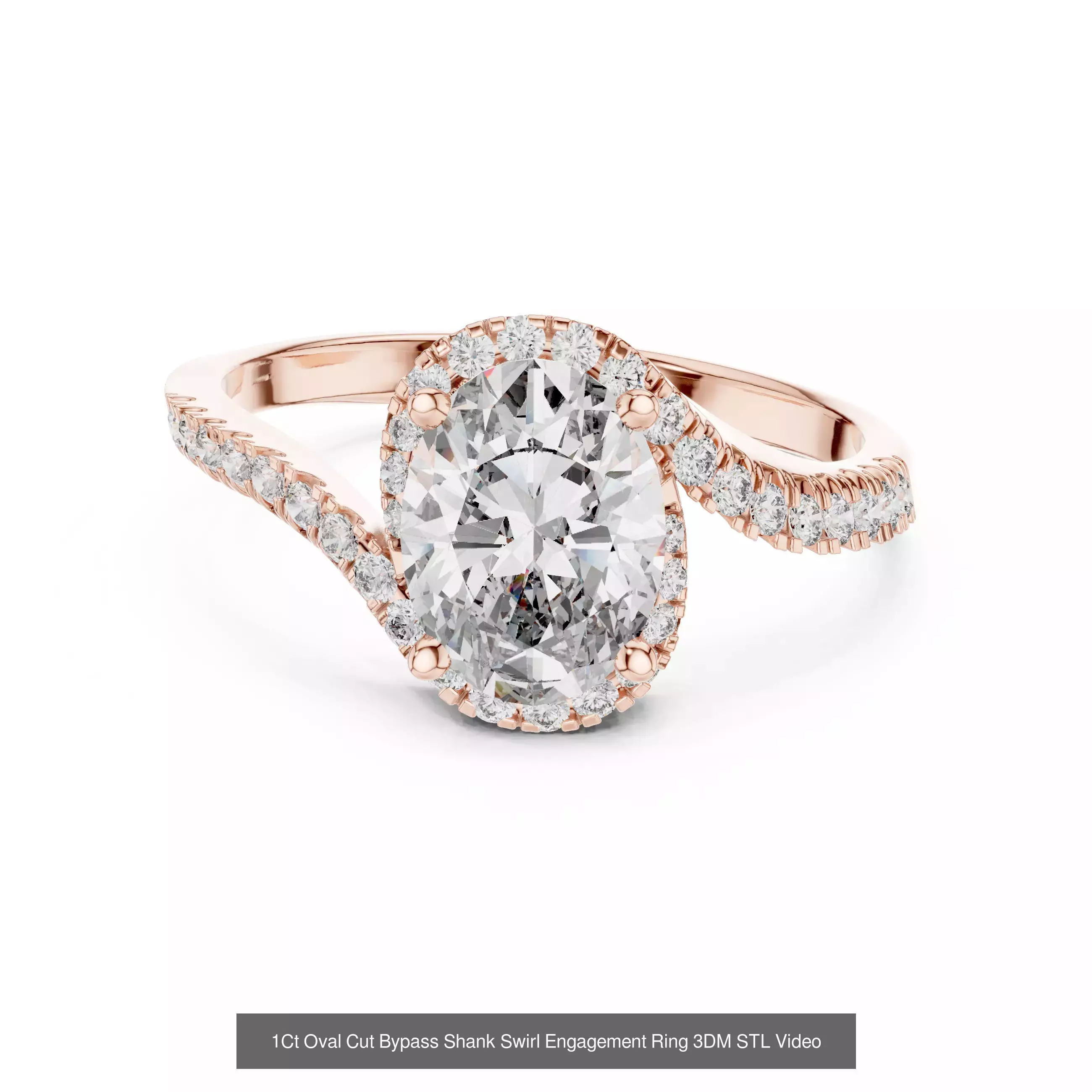 211 Oval Cut Diamond Rings 3DM STL OBJ FBX 3 Color Render Video 3D Model Collection_98