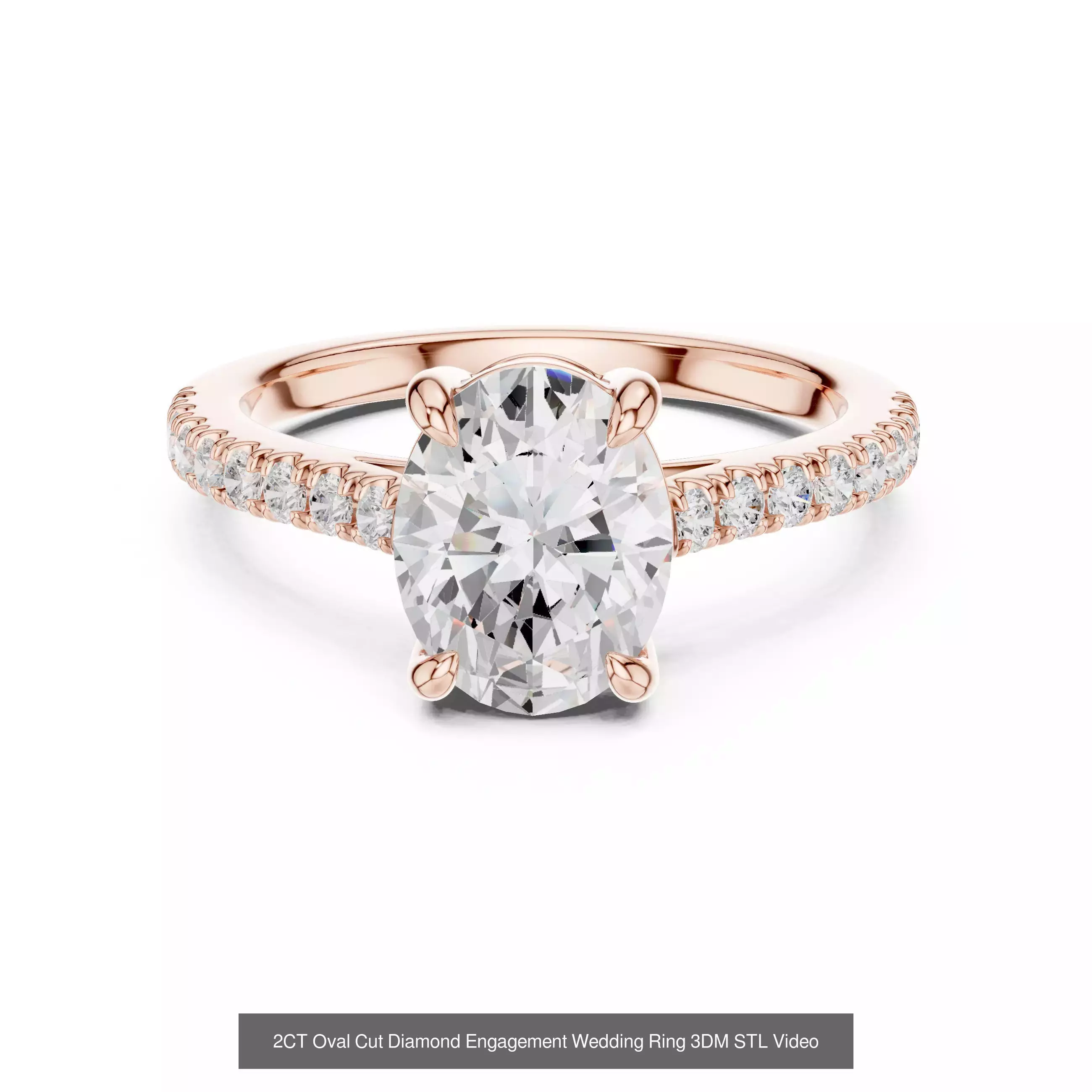 211 Oval Cut Diamond Rings 3DM STL OBJ FBX 3 Color Render Video 3D Model Collection_157