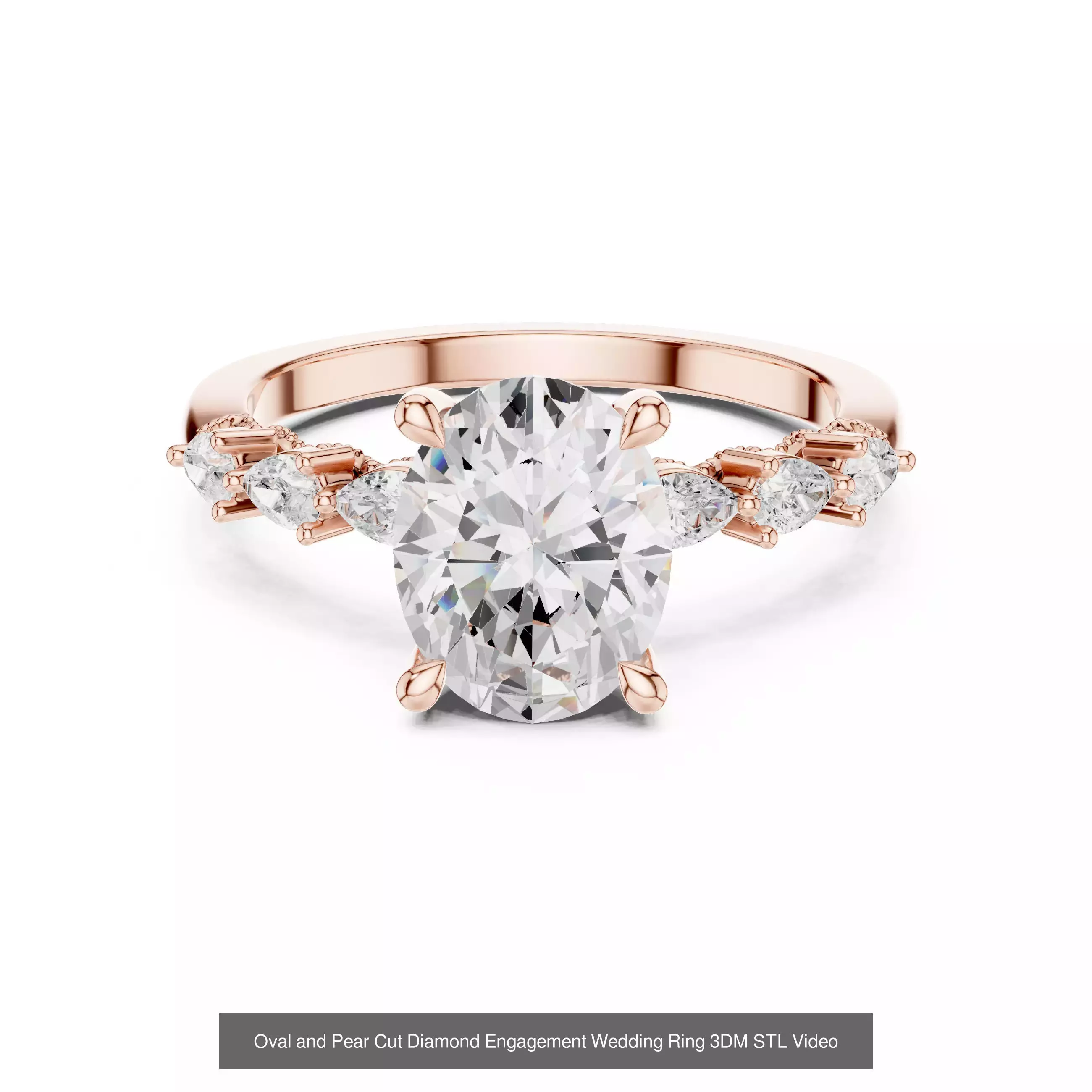 211 Oval Cut Diamond Rings 3DM STL OBJ FBX 3 Color Render Video 3D Model Collection_208