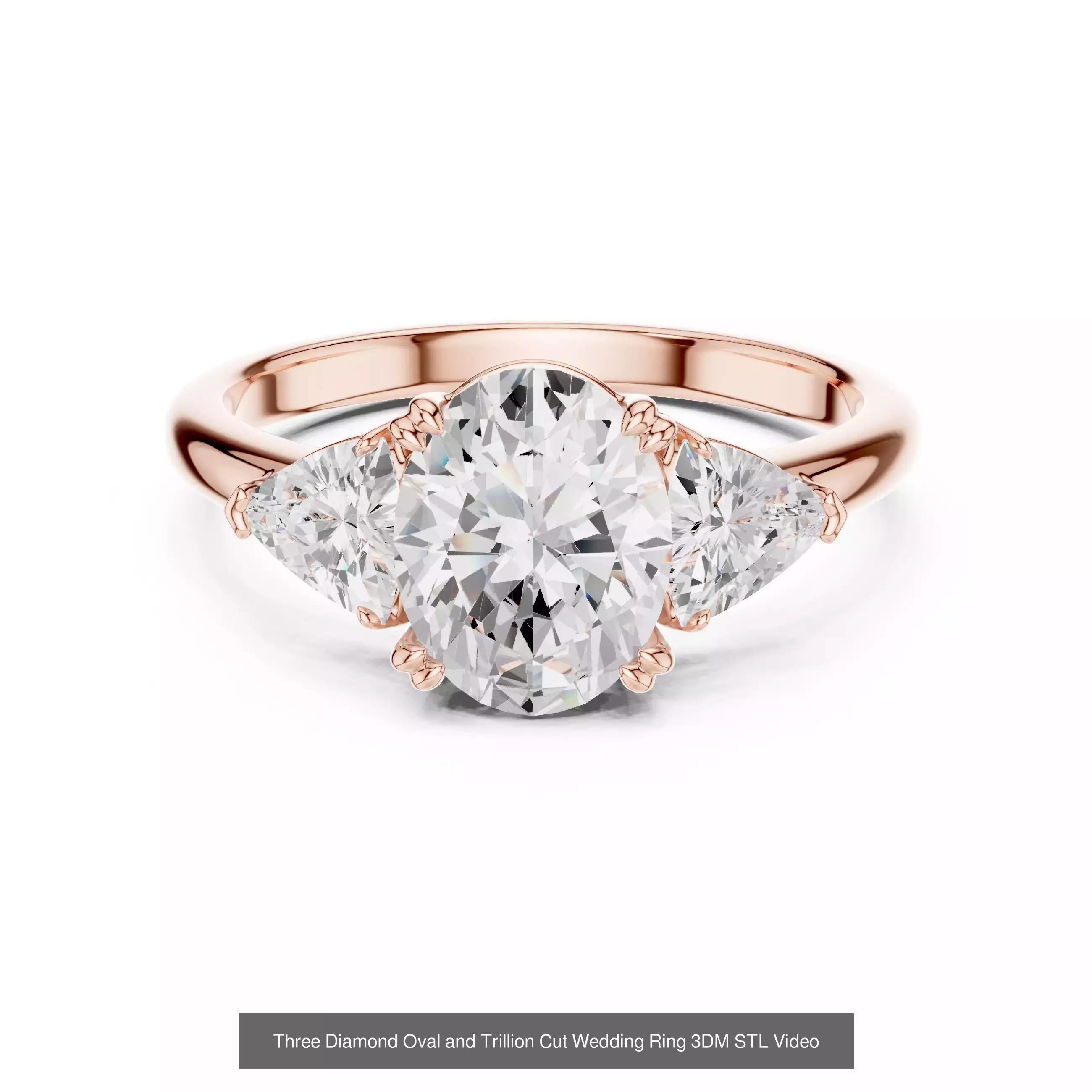 211 Oval Cut Diamond Rings 3DM STL OBJ FBX 3 Color Render Video 3D Model Collection_174