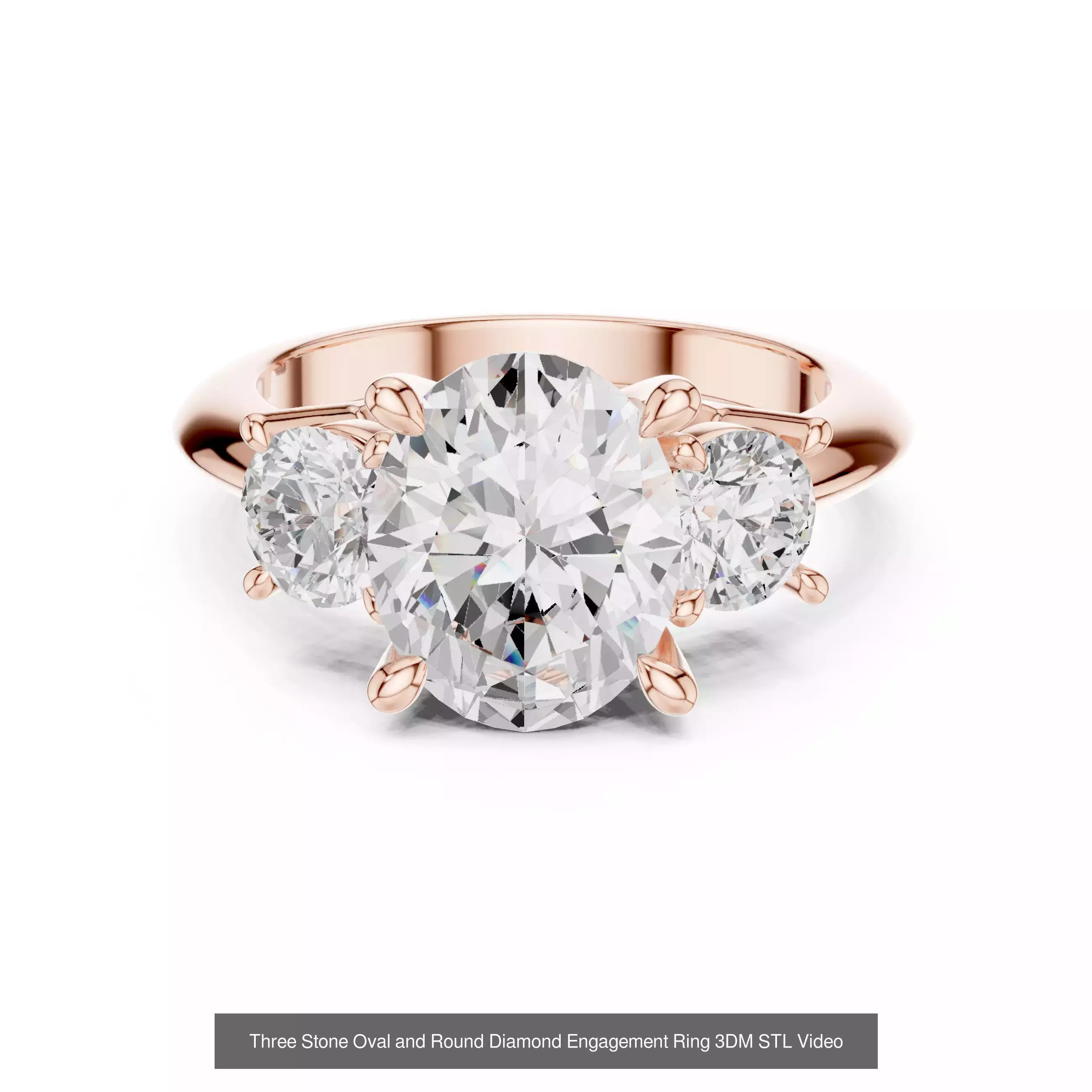 211 Oval Cut Diamond Rings 3DM STL OBJ FBX 3 Color Render Video 3D Model Collection_195